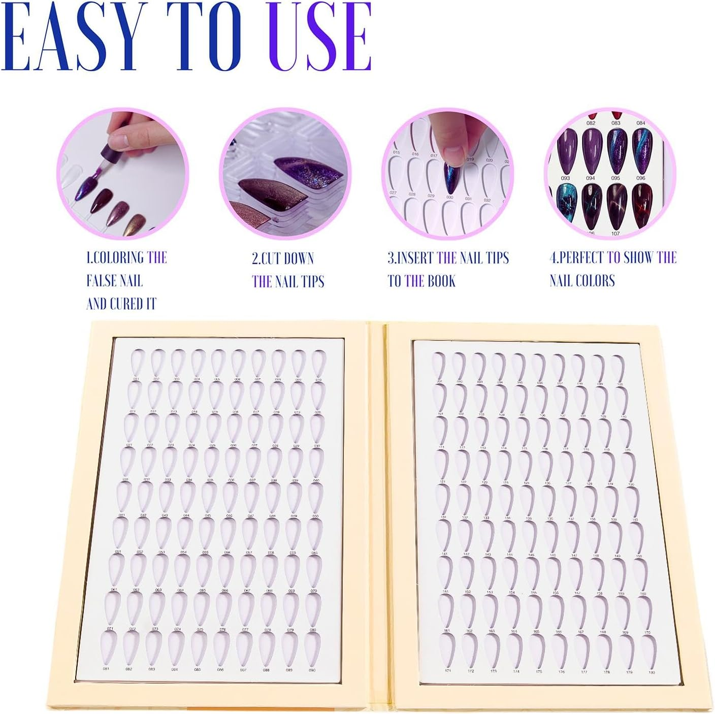 Acycoin2A 180 Nail Color Display Book Chart with 240 Nail Tips (B Style) image number 5
