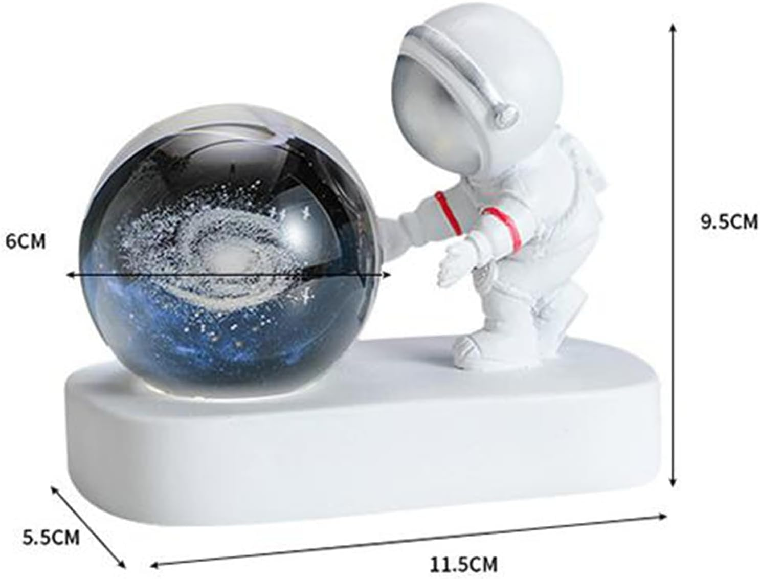 Astronaut Crystal Ball Night Light, 3D Crystal Ball Night Lamp, 3D Galaxy Crystal Ball with LED Light Base, Night Light as a Birthday for Children (Saturn) - Moon image number 4
