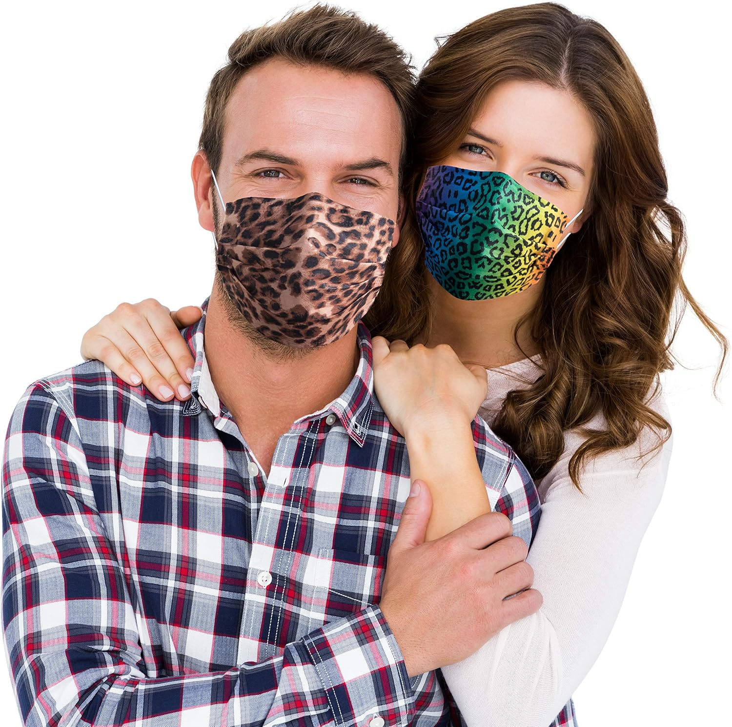Colorful Disposable Face Masks Printed with Leopard Patterned Designs,50 Pack 3 PLY Colored Prints Safety Face Covers,Mascarillas Desechables,Cute Comfortable Cheetah Mask for Women,Girls,Adults image number 4