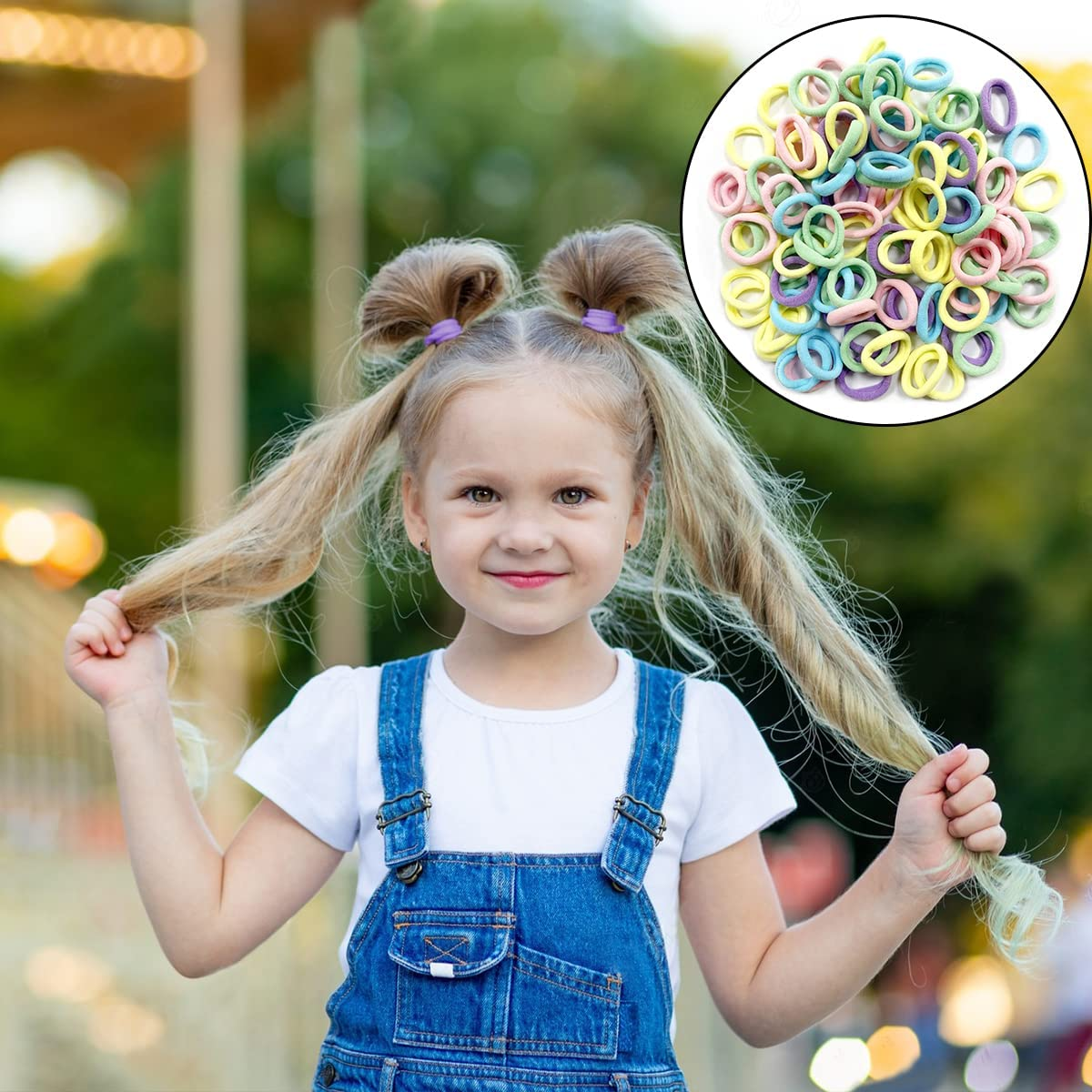 Color Hair Ties, 100 PCS Toddlers Girls Elastics Hair Bands for Girls Hair, Hair Accessories image number 6