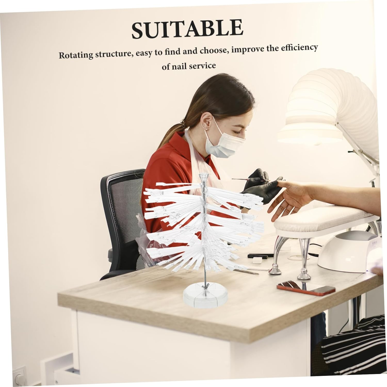 Minkissy Nail Art Display Stand Spiral Nail Art Chart Gel Polish Spiral Rack Sturdy for Salon