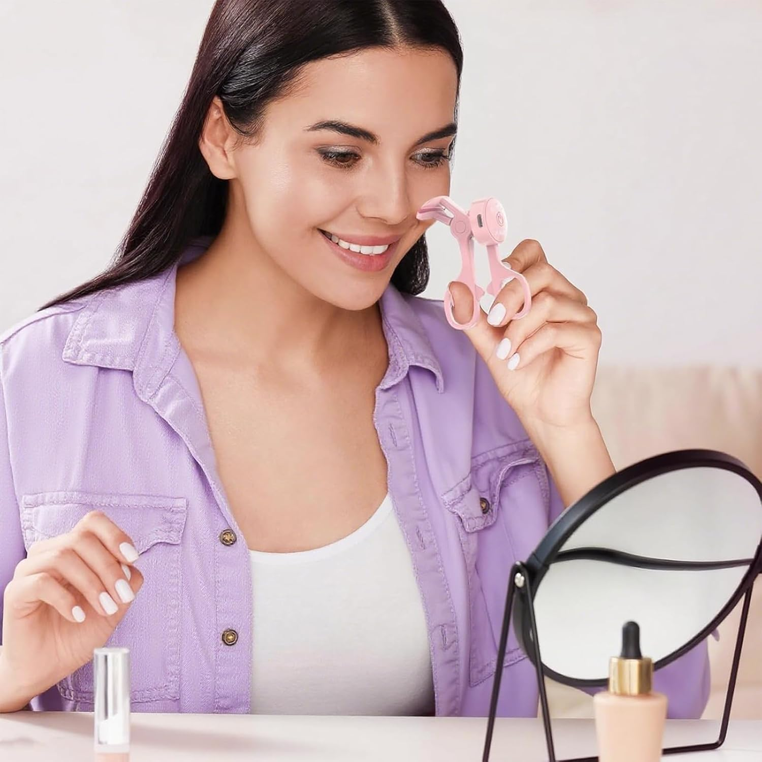 Hrenvaxil Eyelash Curler, Heated Eyelash Curler Electric Heated & Rechargeable Automatic, 50&deg;C/60&deg;C /65&deg;C Temperature for Natural Long Lifting - Portable & Safe for Sensitive Eyes, Perfect Travel Makeup Lash Curler for Women image number 4