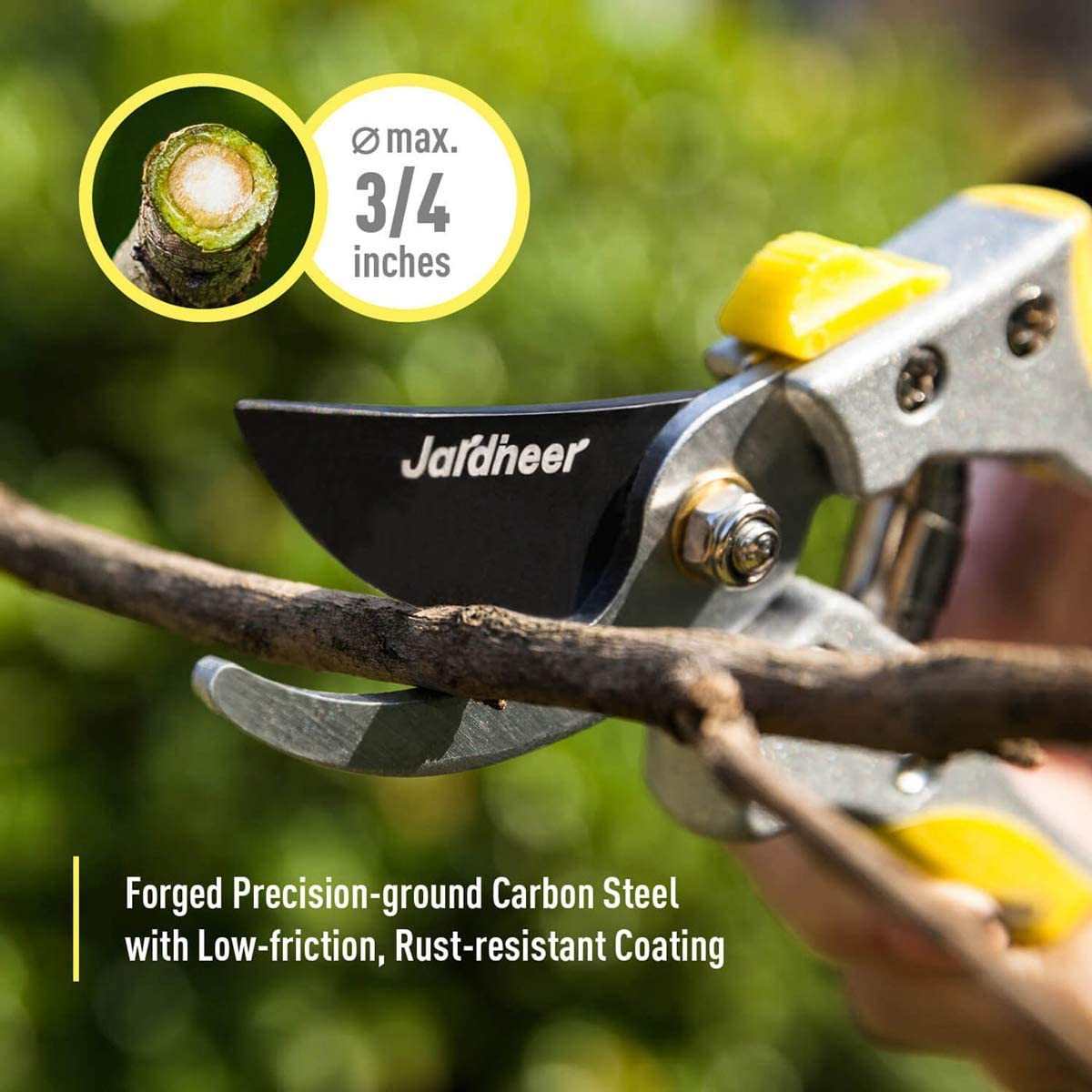 Jardineer 2Pcs Professional Garden Shears &ndash; 23.6'' Heavy Duty Hedge Shears & 8.3'' Cut Easy Hand Pruner, Sharp Blades Ergonomic Handle Hedge Trimmers, 1 Year Warranty image number 6