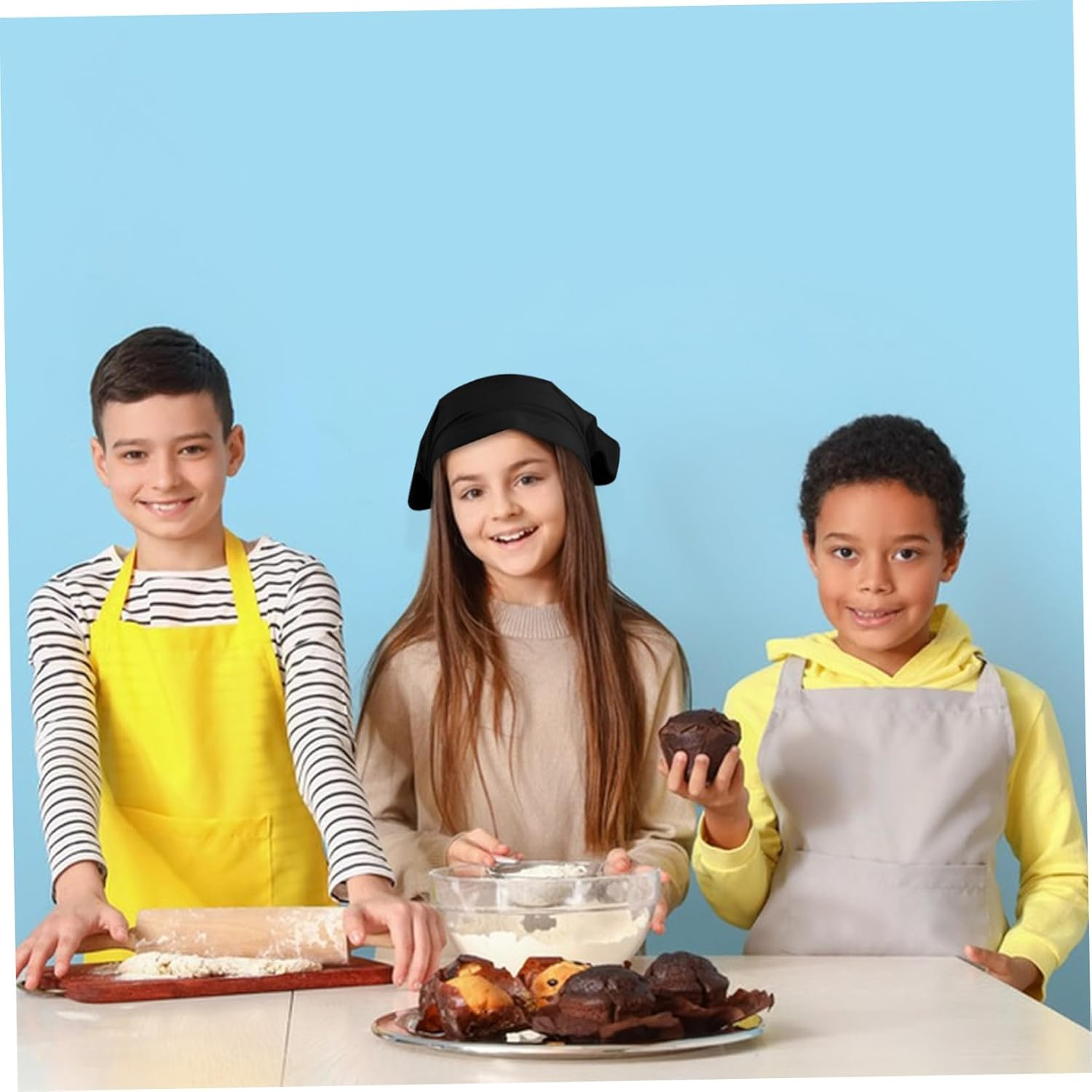 Adjustable Chef Bandana Japanese Style Headband for Kitchen Restaurant Use Durable Protection from Hot Oil Splashes for Boys - Black image number 2