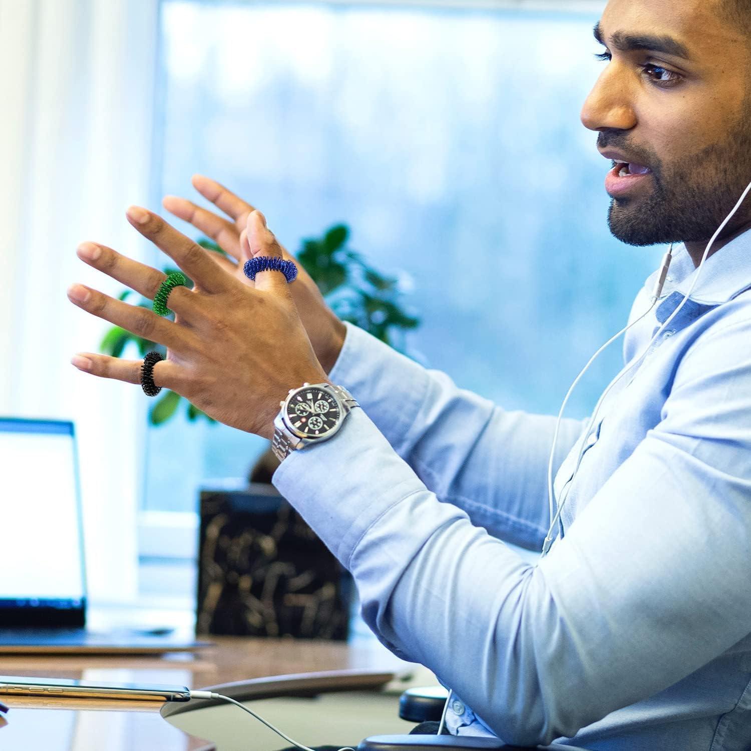 10Pcs Finger Massage Rings,Finger Massage Rings,Stress Relief Rings, Spiky Sensory Finger Rings Set for Teens, Adults, Silent Stress Reducer and Massager(5 Color) image number 5