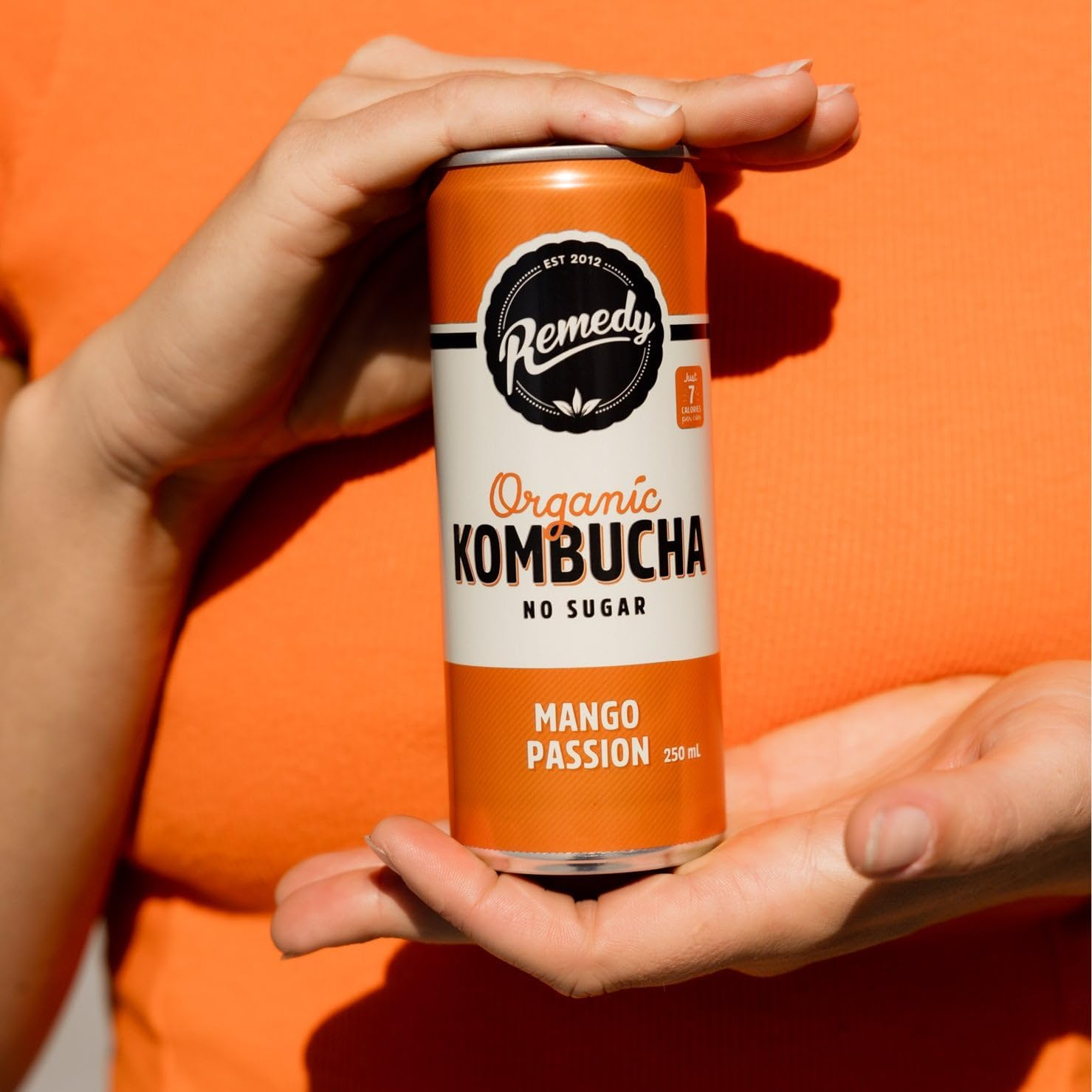 Remedy Kombucha - Organic Sparkling Live Cultured Drink - No Sugar Mango Passion - 24X250Ml Can Case image number 1