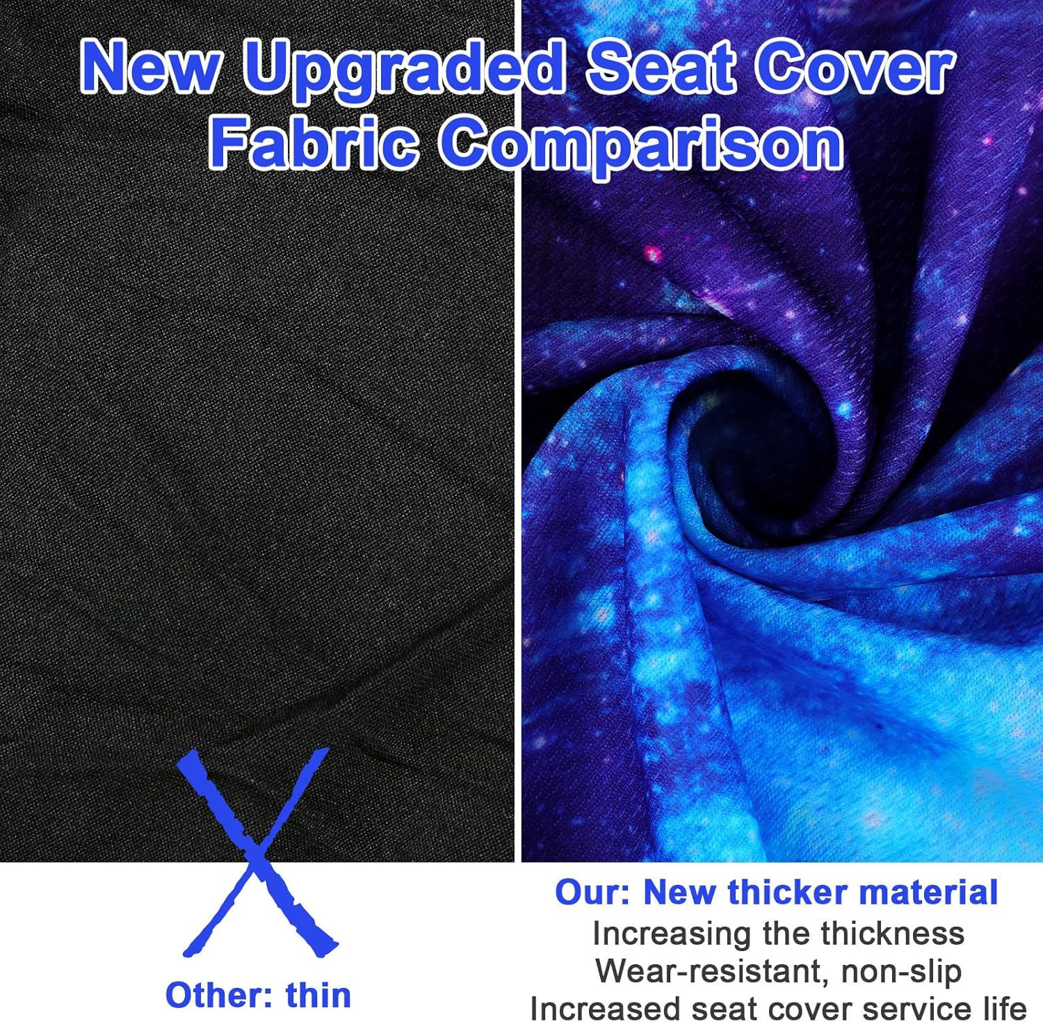 Frienda 15 Pieces Galaxy Car Seat Cover Steering Wheel Cover Universal Star Space Galaxy Car Accessories Separate Headrest Seat Belt Pads Fit for Auto Truck Van SUV image number 5