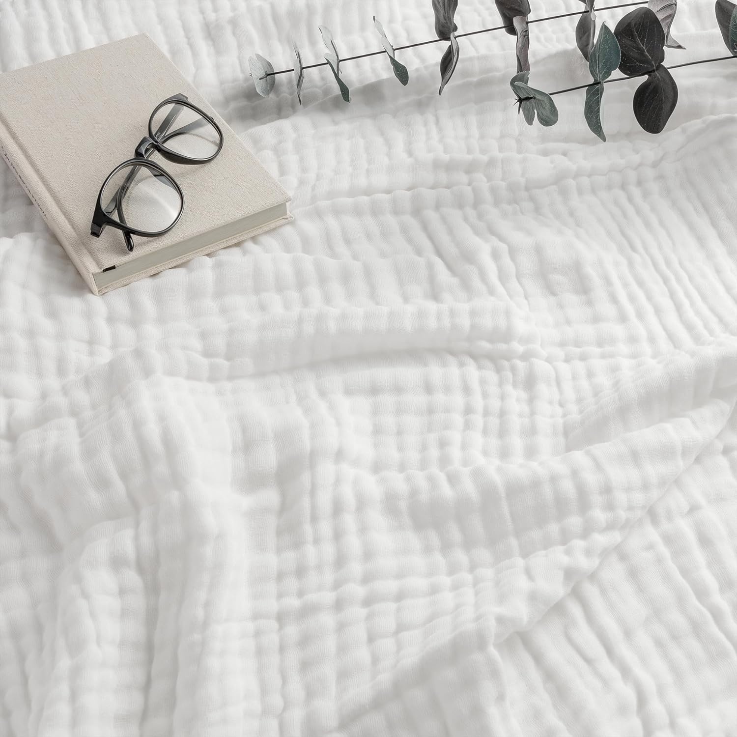 Comfy Cubs Queen Muslin Blanket, Extra Large Size 90&rdquo; X 90&rdquo;, 6 Layer Cooling Cotton Softness, Breathable & Warm Throw for Bedroom, Living Room Couch (Sky Blue, Baby - Muslin) image number 3