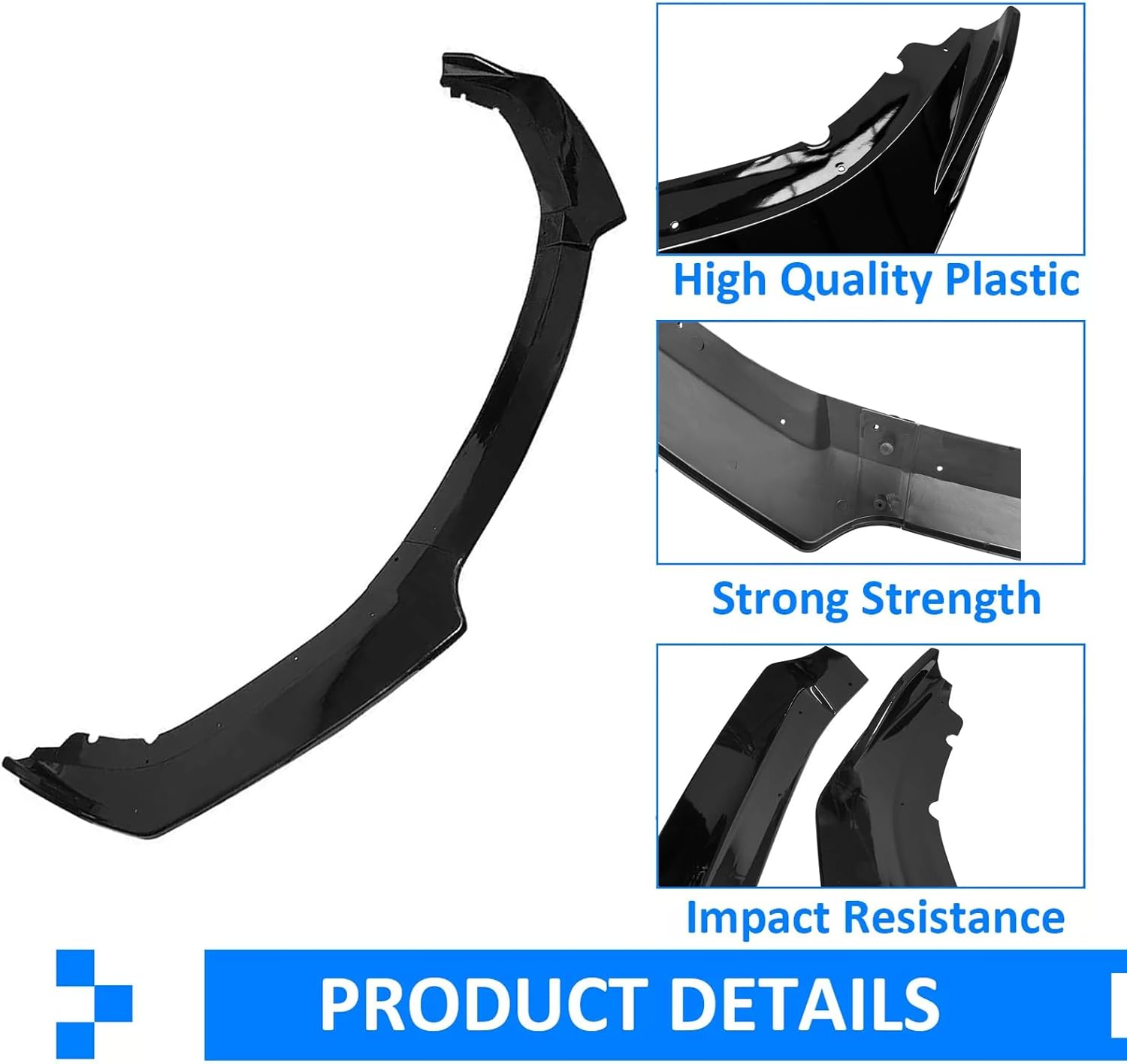 Collect Light 3Pcs Front Bumper Spoiler Lip for 2016-2020 Honda Civic Glossy Black Body Kits Spoiler