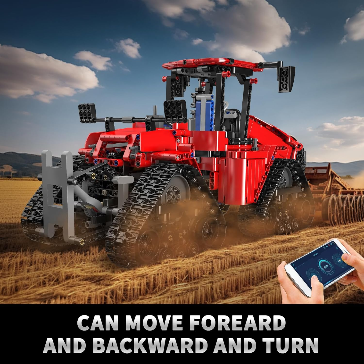 Mould King 18020 Pneumatic Tracked Tractor Vehicle Building Set, Remote Control Car Model Block Kit MOC, STEM Gift Toy to Build for Boys Girls Aged 14+ 1698Pcs image number 3