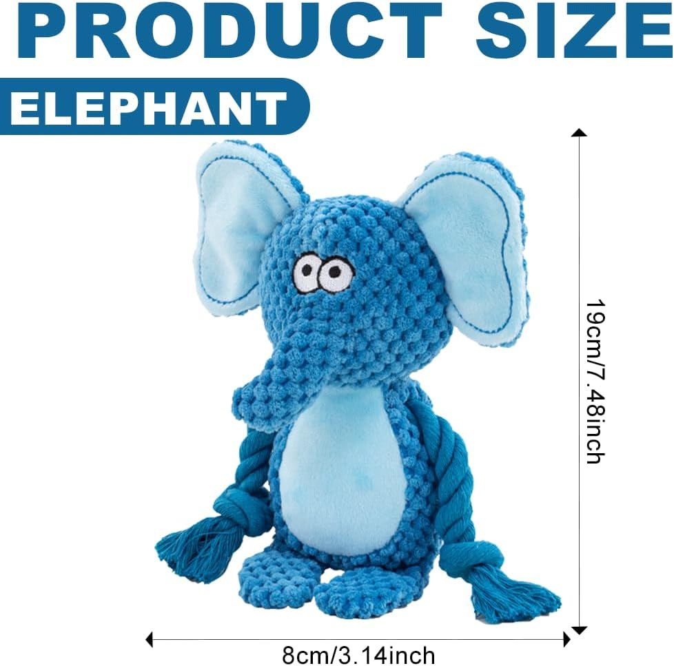 2025 Plush Dog Toy - Squeaky & Indestructible Chew Toy for Small Medium Dogs, Interactive Soft Stuffed Toy, Washable & Lightweight for Puppies (Elephant) image number 2
