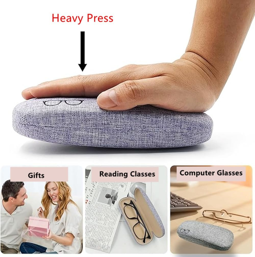 4 Pcs Glasses Case Hard Shell Eyeglasses Case, Unisex Portable Protection, Linen Fabrics Eyeglasses (4 Colours) image number 4