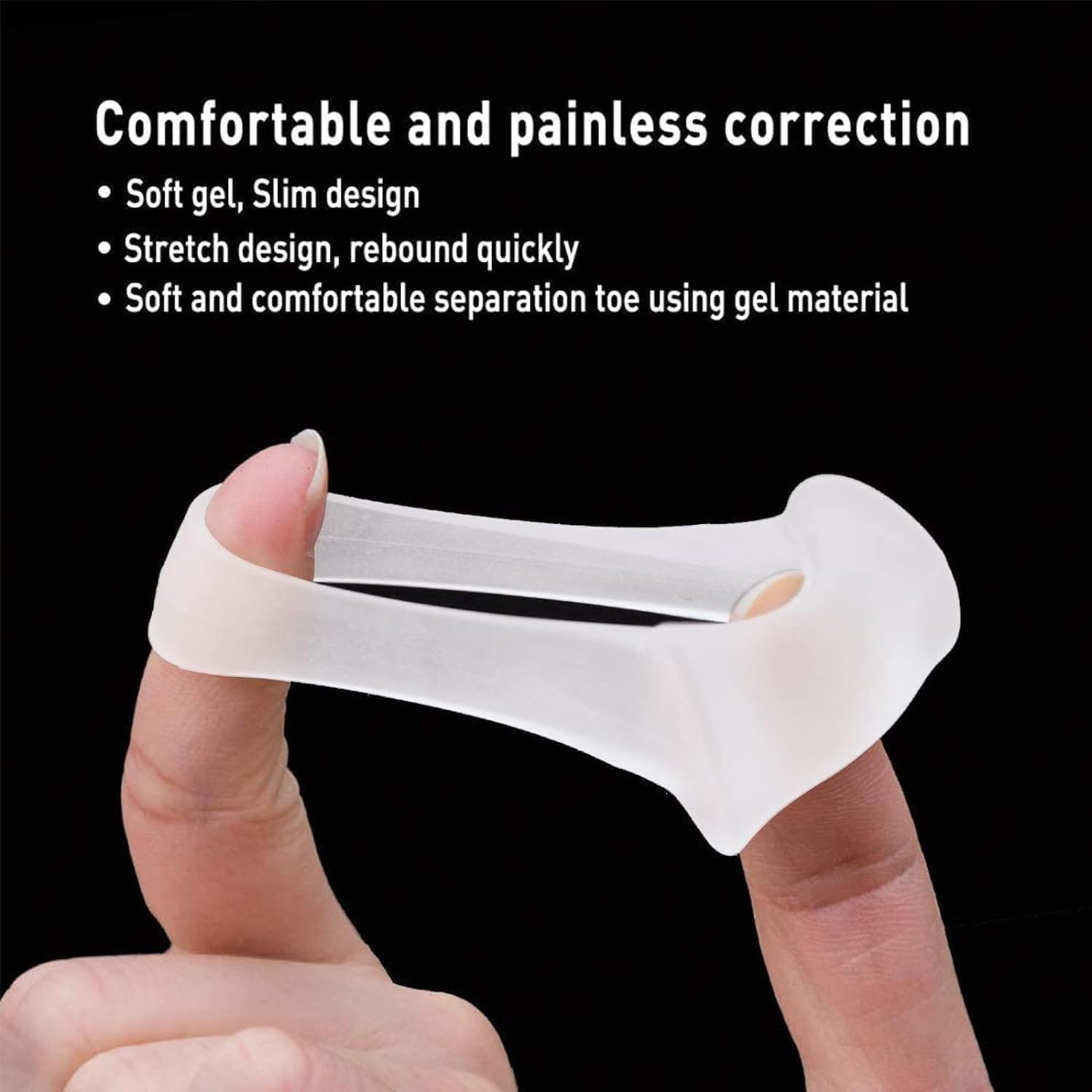 Gel Toe Separators for Overlapping Toes, 4 PCS Bunion Big Toe Straighteners, Thumb Tail Finger Ring Nursing Pad Split Toe Corrector Fixator for Hallux Valgus, Correctior Hammer Toe Relieve Pain (White) image number 6