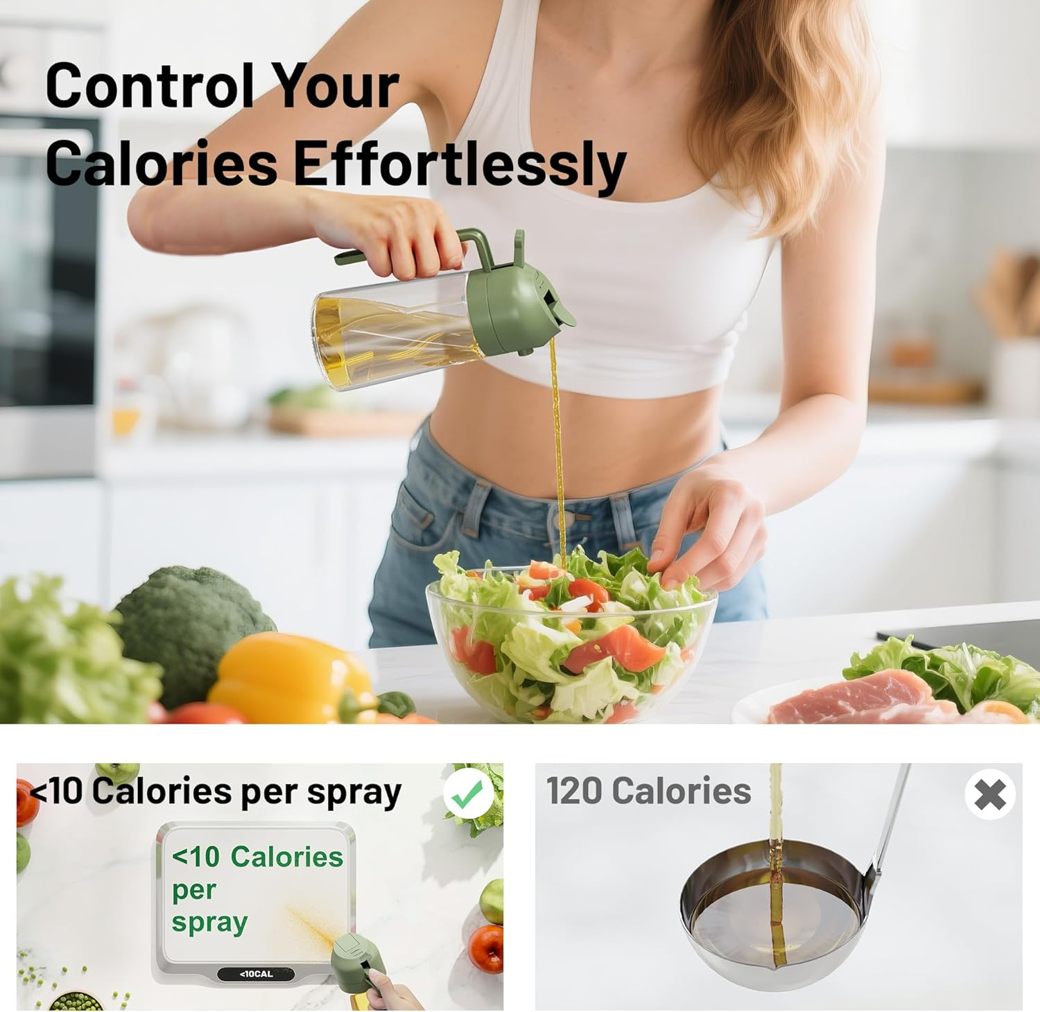 470Ml Oil Sprayer for Cooking, 2 Modes Olive Oil Spray Bottle with No-Drip Design, Refillable Oil Mister for Air Fryer, Salad, Grilling, Baking, Kitchen Gadgets for Healthy Cooking image number 2