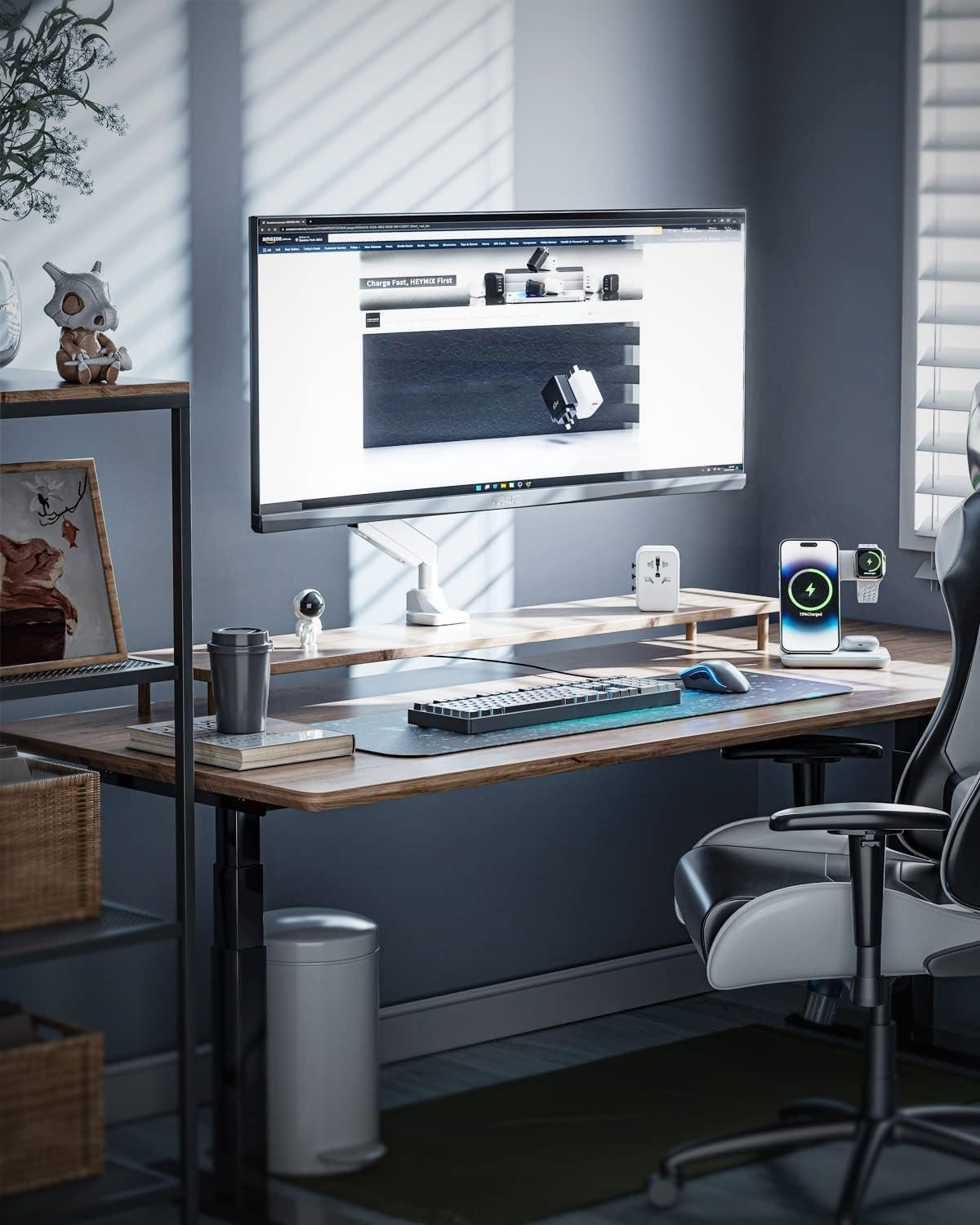 Heavy Duty Monitor Arm - 15KG Vesa Arm Monitor Stand, Monitor Desk Mount Gas Spring, Curved Computer Single Monitor Arm for Gaming Screen 34&rdquo;/38&rdquo;/42&rdquo;Up to 49'', 6.6-44Lbs Supported image number 3