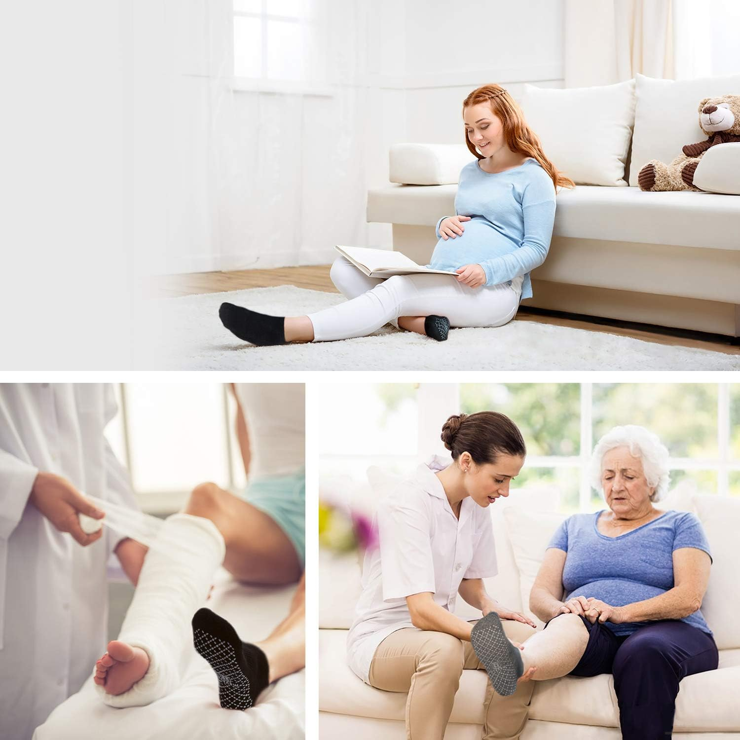 Unenow Unisex Non Slip Grip Socks with Cushion for Yoga, Pilates, Barre, Home & Hospital image number 1