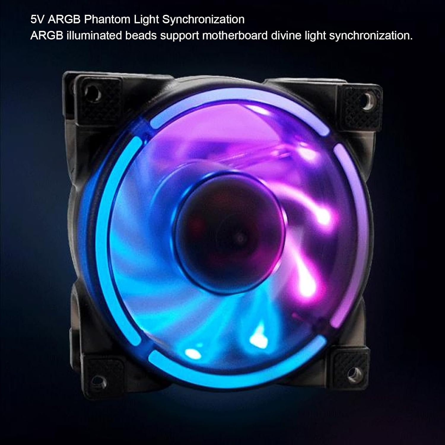 80Mm ARGB Silent Case Fan with RGB Lighting 800-2500RPM High Speed High Airflow PC Fan for CPU Cooler Radiator Computer Case Cooling image number 1
