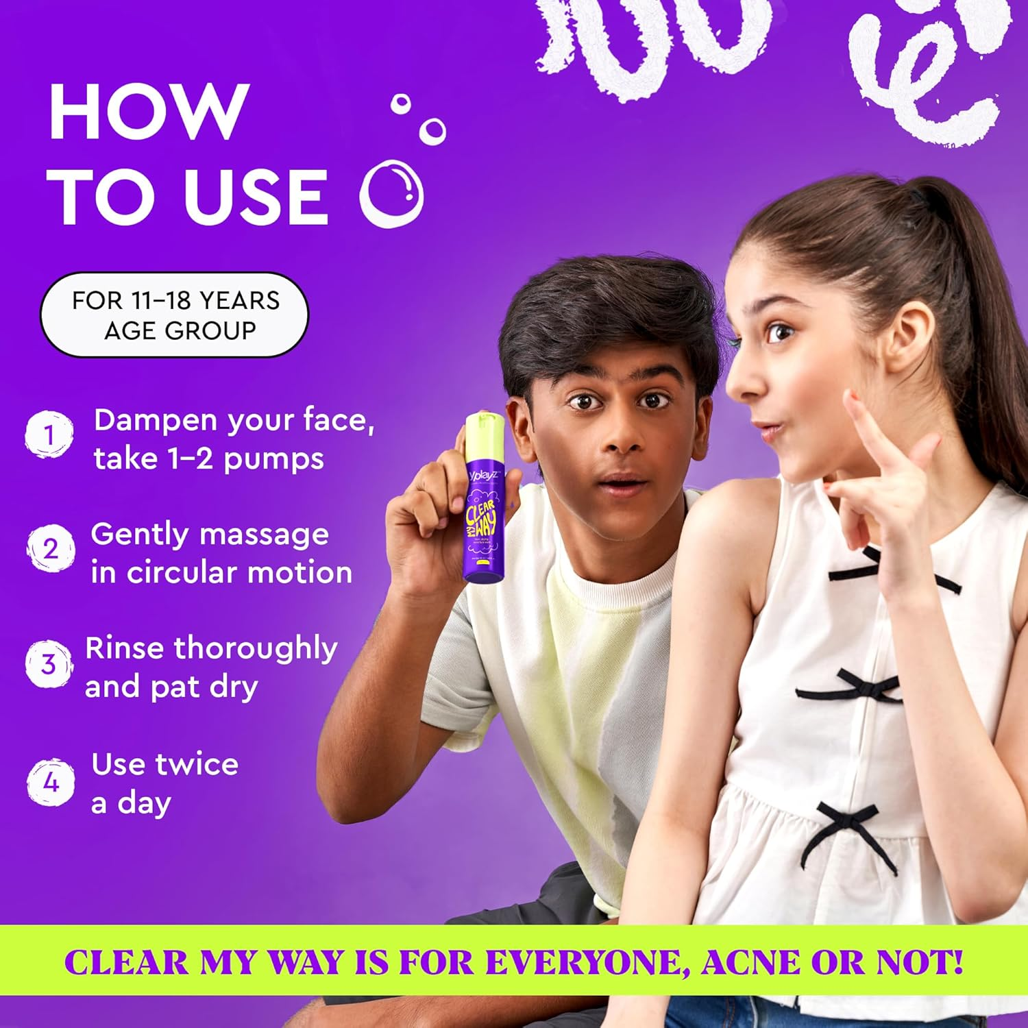 Clear My Way Acne Face Wash for Tweens & Teens, Dermatologically Tested, Clinically Proven to Reduce Acne & Breakouts, Gentle Hydrating Formula, Teen Safe Ingredients Ages 11-18, 50Ml image number 3