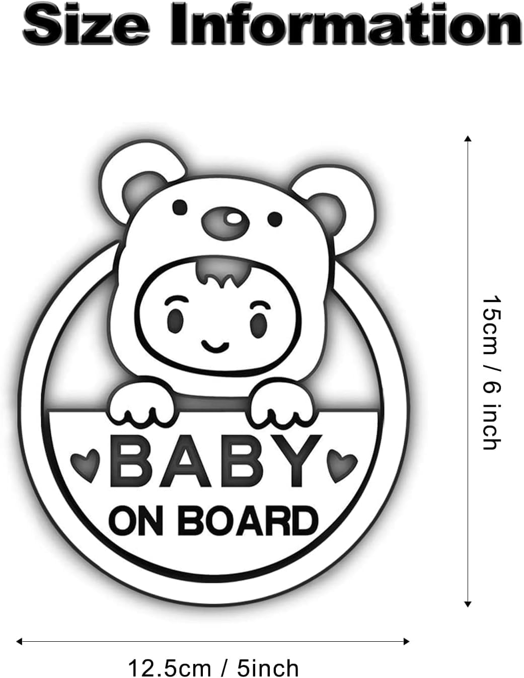 4 Pcs Reflective Baby on Board Stickers, Car Window Bumper Safety Sign, Waterproof Vinyl, White or Laser Color image number 2