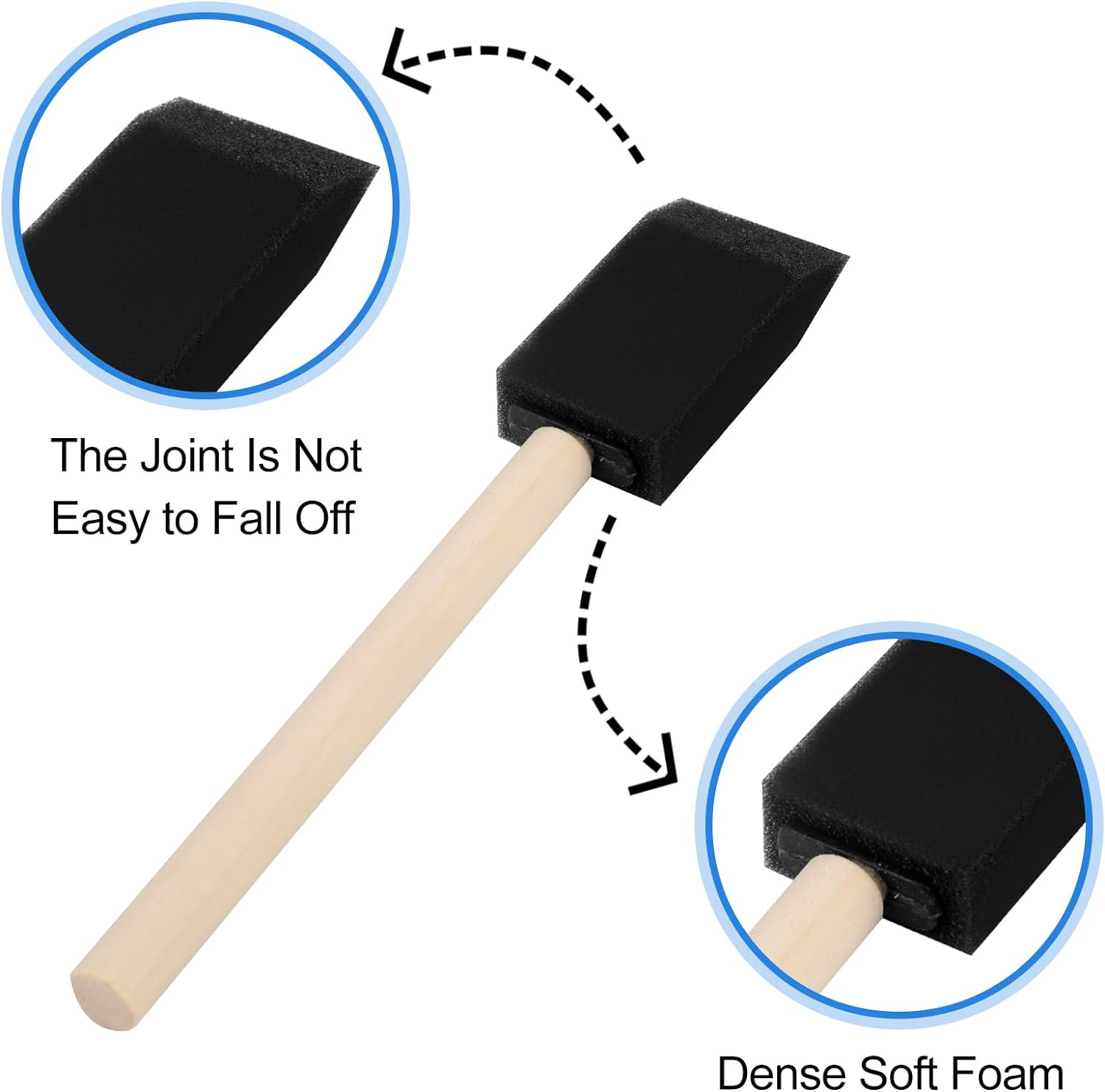 40 Pcs Foam Brush,1&rdquo; Foam Paint Brushes, Wood Handle Sponge Paint Brush, Brushes for Painting for Staining, Varnishes, and DIY Craft Projects image number 4