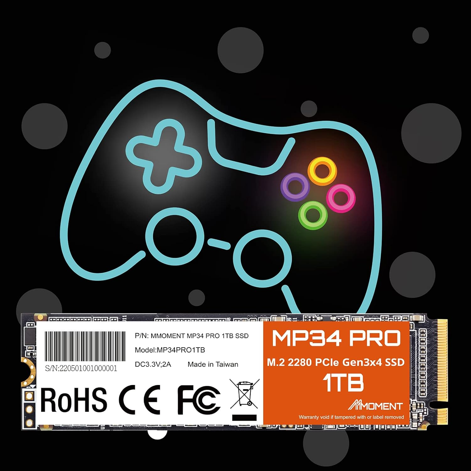 MMOMENT MP34 PRO 1TB Pcie Gen3 Nvme M.2 2280 Internal Solid State Drive, Gen3.0X4, Read Speed up to 3500Mb/S, for Laptop, Desktop and Gaming image number 3