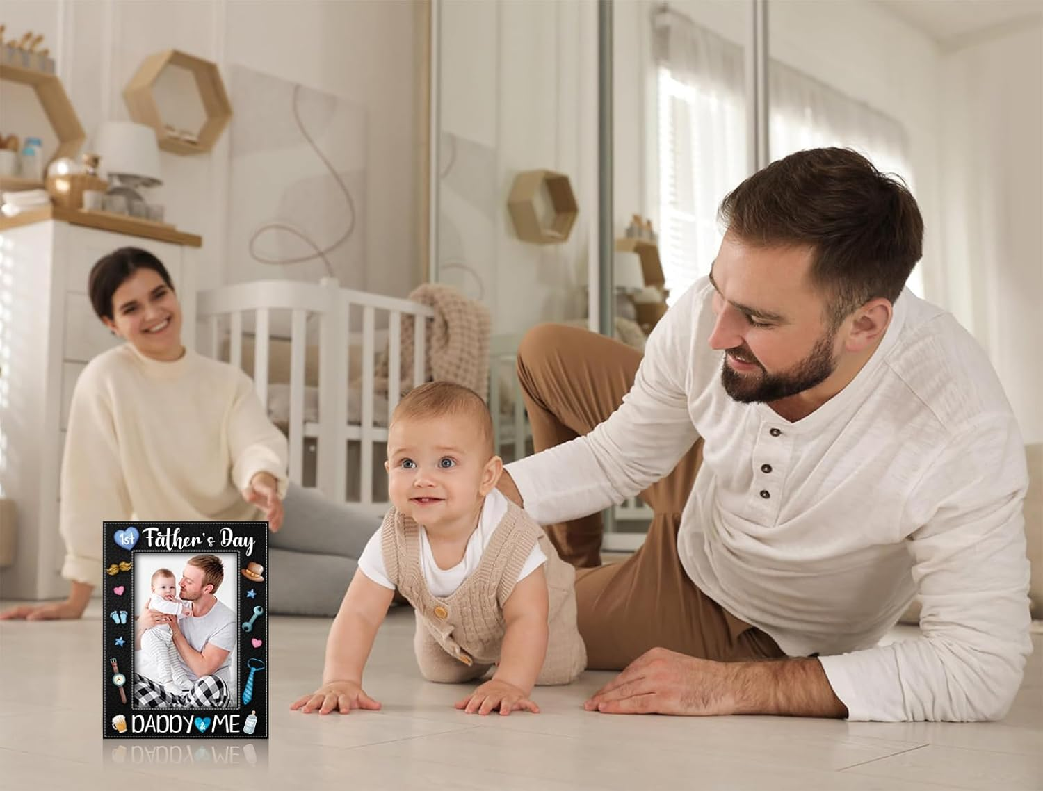 First Father'S Day Picture Frame Gifts for New Dad from Daughter Son Baby 4X6 Daddy and Me 1St Fathers Day Photo Frames for Newborn Baby Dad to Be First Time Daddy Nursery Decor image number 5