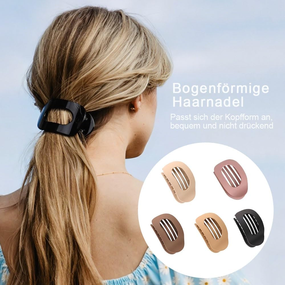 CUEMOON Pack of 5 Hair Clips for Women, French Hair Clips, Curved Design, Flat Claw Clip for Thin Hair and Thick Hair image number 3