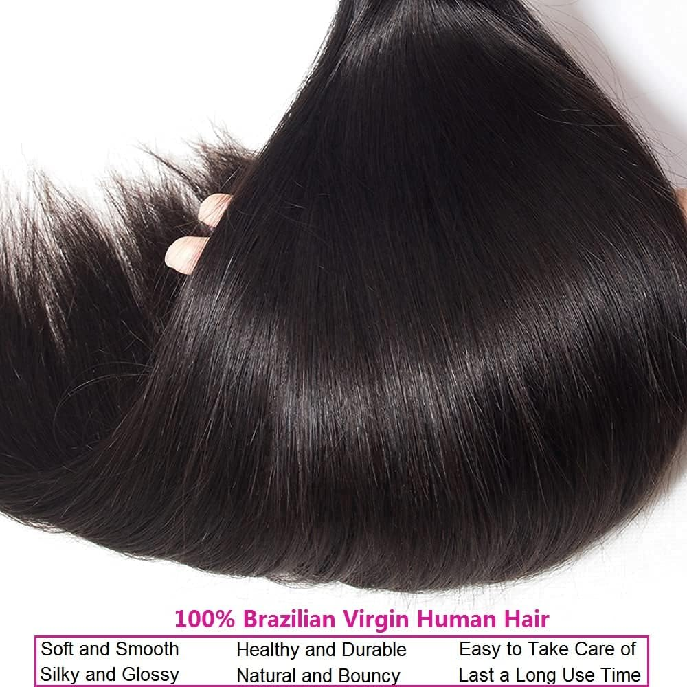 10A Brazilian Straight Human Hair Bundles 18 20 22 Inch 100% Unprocessed Virgin Straight Weave 3 Bundles Deals Human Hair image number 2