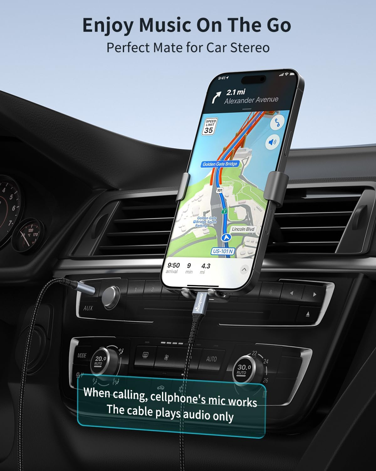 USB C to 3.5Mm Audio Aux Jack 6.6FT Cable, KOOPAO Type C Adapter to 3.5Mm Headphone Stereo Cord Car Compatible with Ipad Pro 2018 Google Pixel 2 3 4 XL (Grey-6.6Ft) image number 4