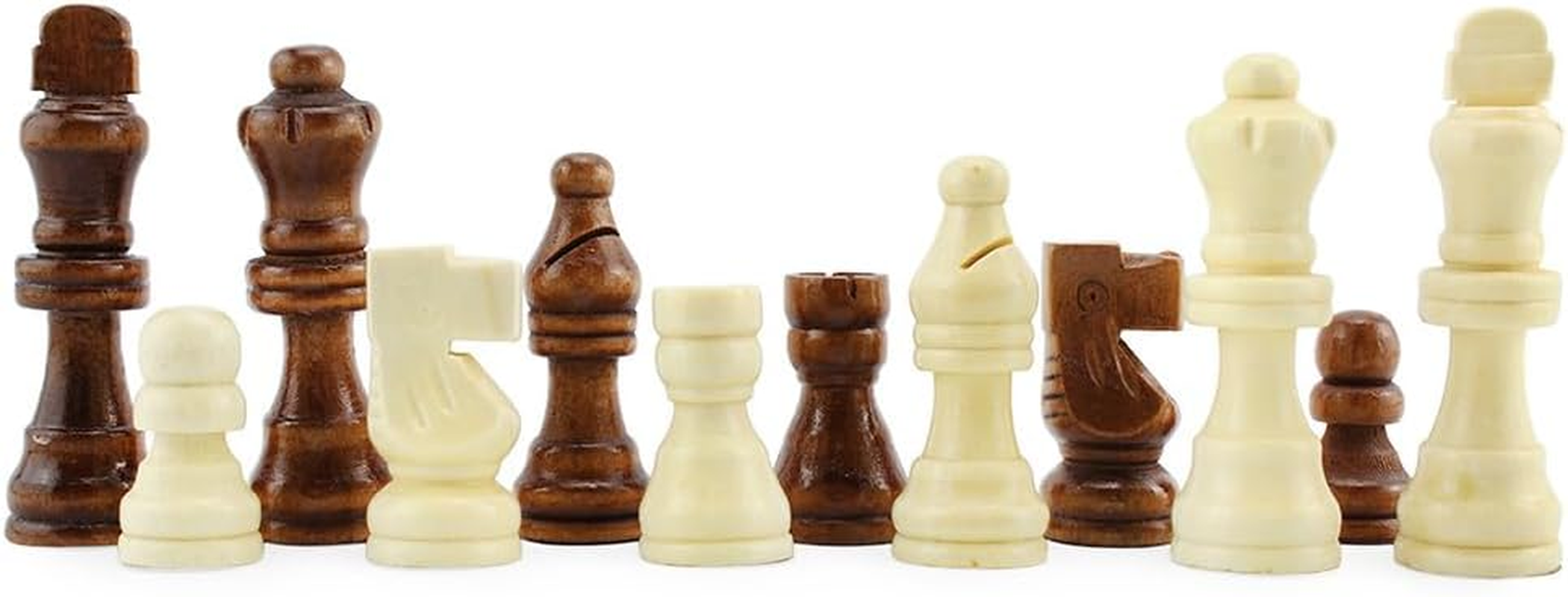 Attatoy Set of Complete Wooden Chess Pieces (32 Pieces), Wooden Chess Figures with Kings, Queens, Castles, Knights & Pawns image number 5