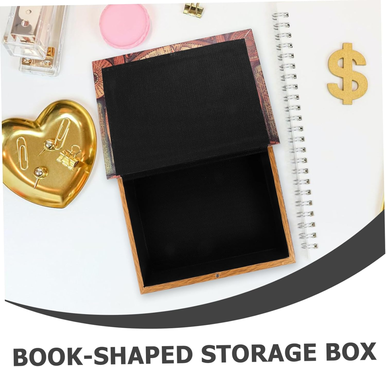 Faux Antique Book Storage Box Medium Decorative Book Prop Rectangular Trinket Case for Home Ornament and Organization