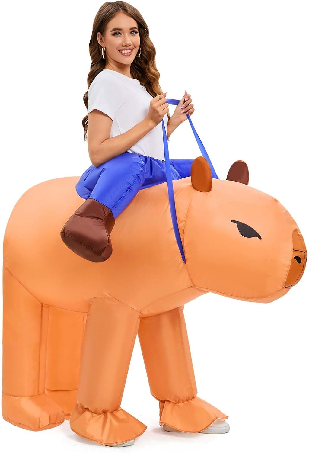 Inflatable Capybara Costume Funny Ride on Animal Blowup Costumes for Halloween Easter Costumes Party Cosplay image number 3
