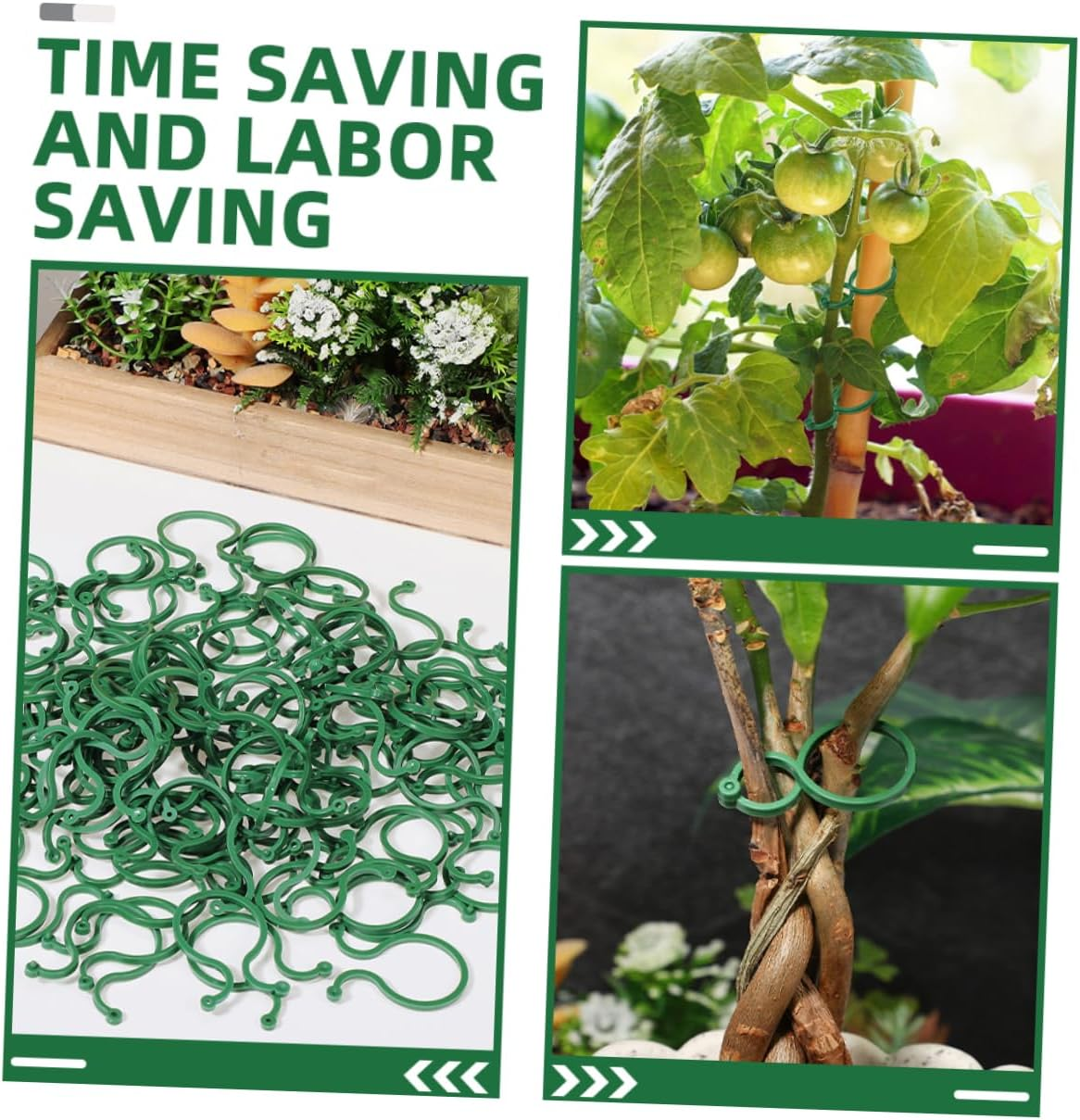 IWOWHERO 100Pcs Tomato Trellis Clips Lightweight Plant Support Clips Secured for Gardening Plant Climbing Wall Fixtures Green