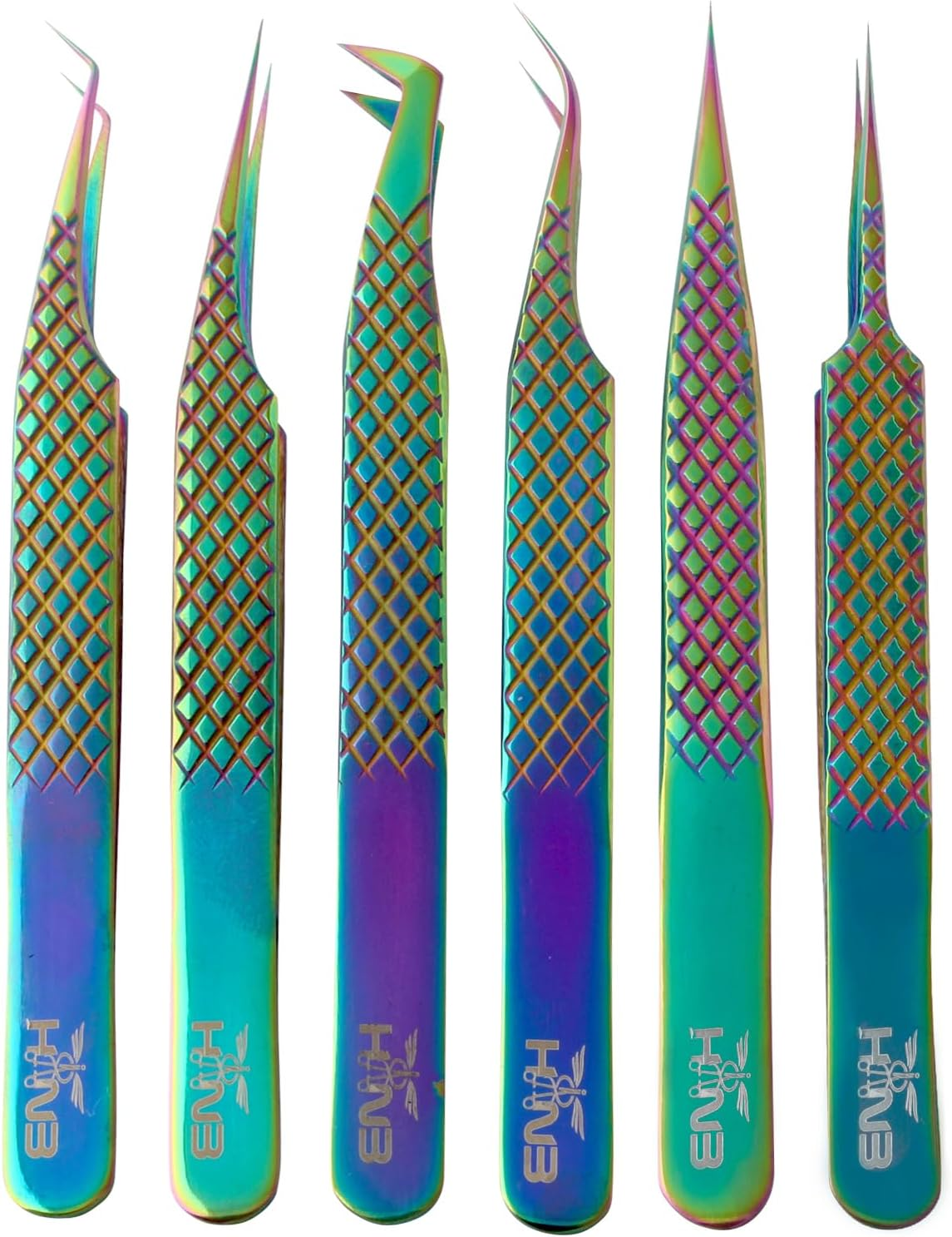 Precision Eyelash Tweezers Set for Extensions | Lash Tweezers | Eyelash Extension Tweezers | Professional Tweezers Set of 6 (Old Multi)