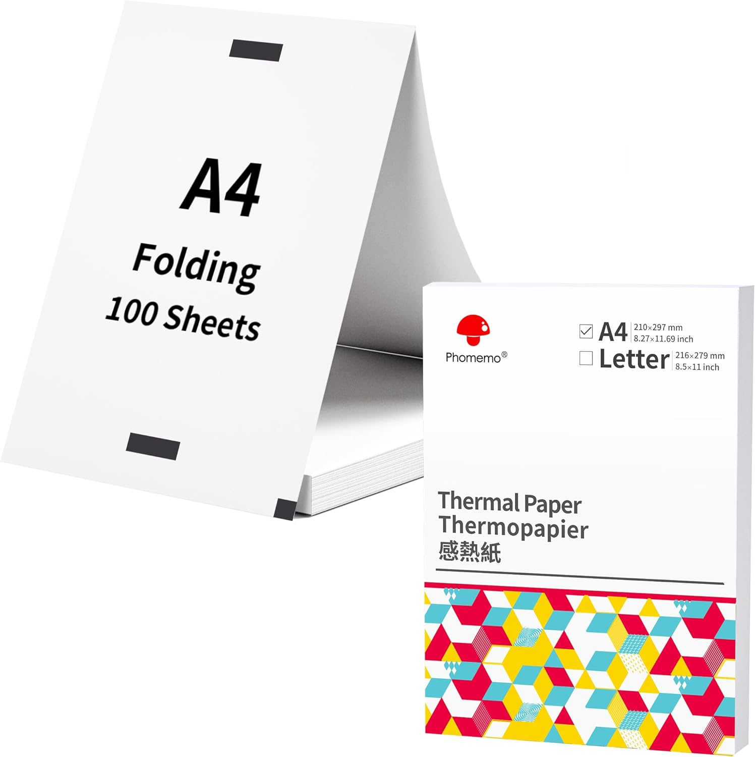100 Sheets Phomemo Thermal Paper, A4 Fold Paper, Advance Thermal Printing, Compatible with M08F M832 M833 M835 M834 Portable Printer image number 3