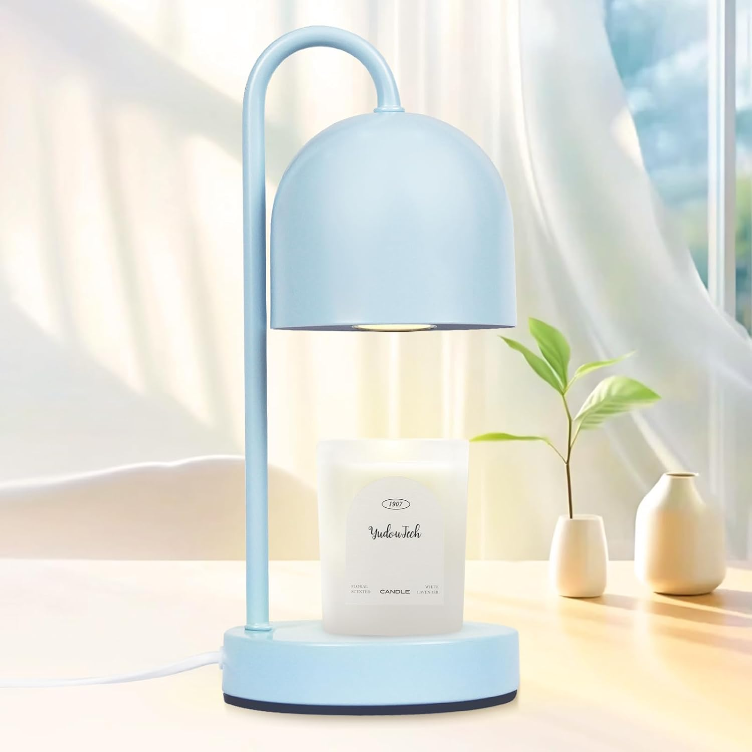 Yudoutech Dimmable Candle Warmer Lamp - Copper Metal Candle Wax Warmer with 2 * 50W Bulbs, Timer & Dimmer, Perfect for Bedroom and Living Room Decor