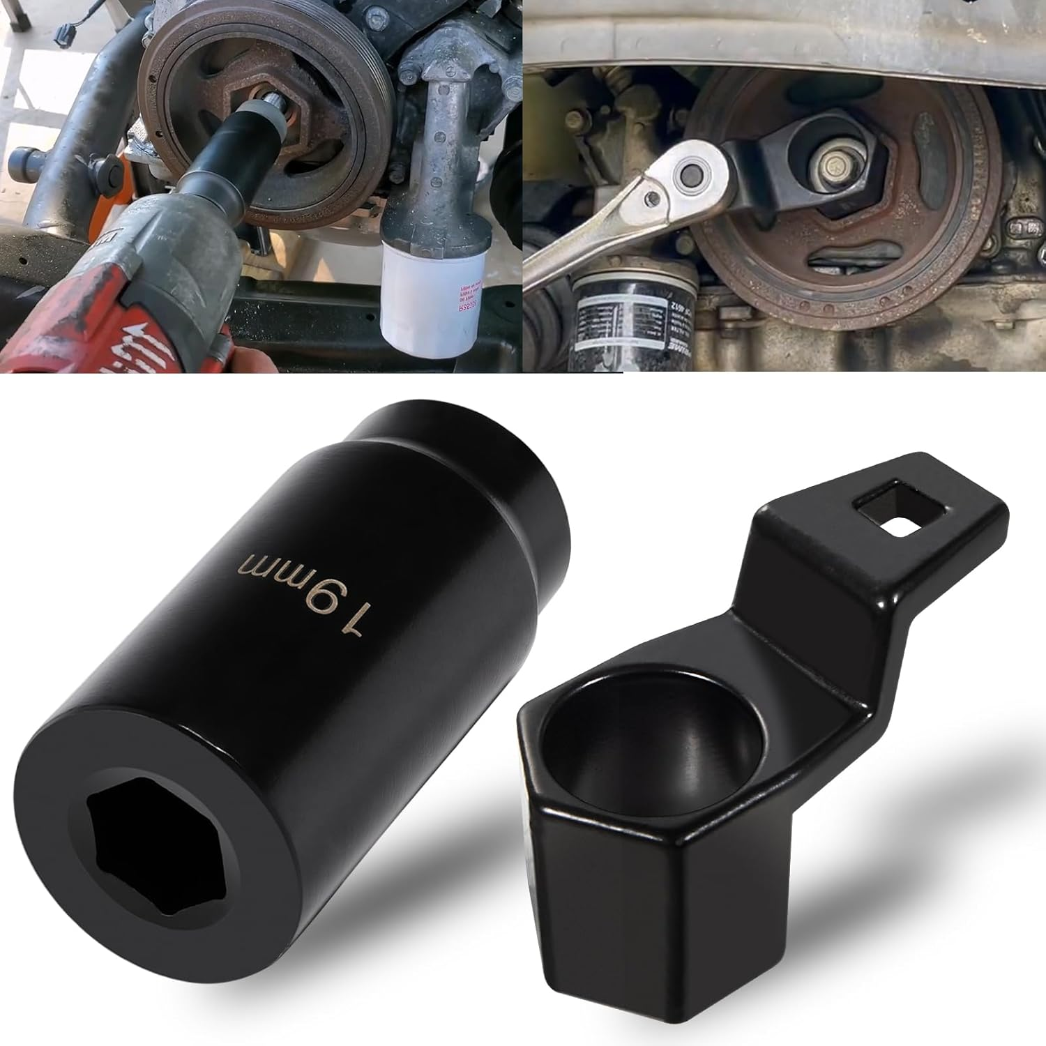 19 Mm Harmonic Balancer Socket & 50Mm Crankshaft Crank Pulley Wrench Holder for Honda and Acura Engines image number 5
