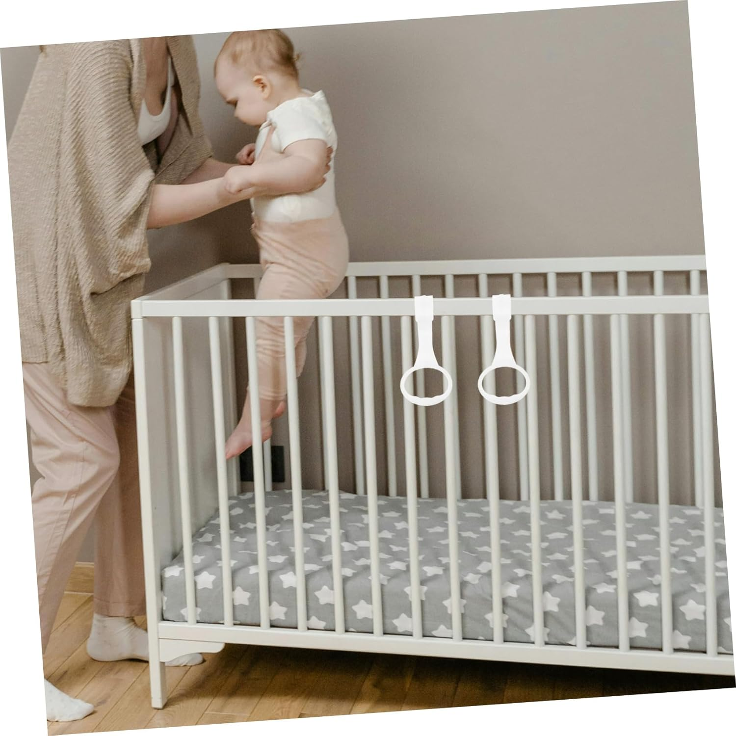 VICASKY 2Pcs Infant Bed Pull Ring Play Pen Handles Baby Bed Hand Rings Baby Pull Ring Toddler Stand Ring Handle Baby Playpen Pull up Rings image number 6