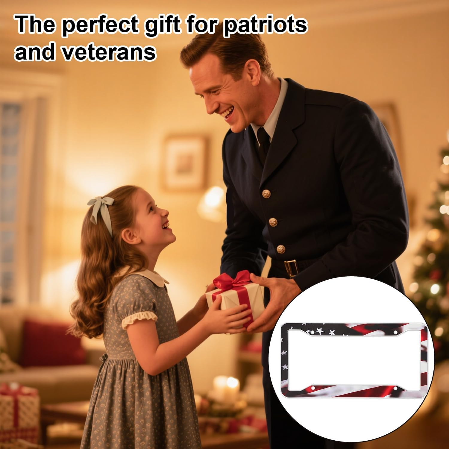 2Pcs Universal American Flag Car Plate Frame, Matte Stripe Design Aluminum Alloy Car Tag Holder with 4-Hole Mounting Includes Screws Caps & Nuts for Men Women