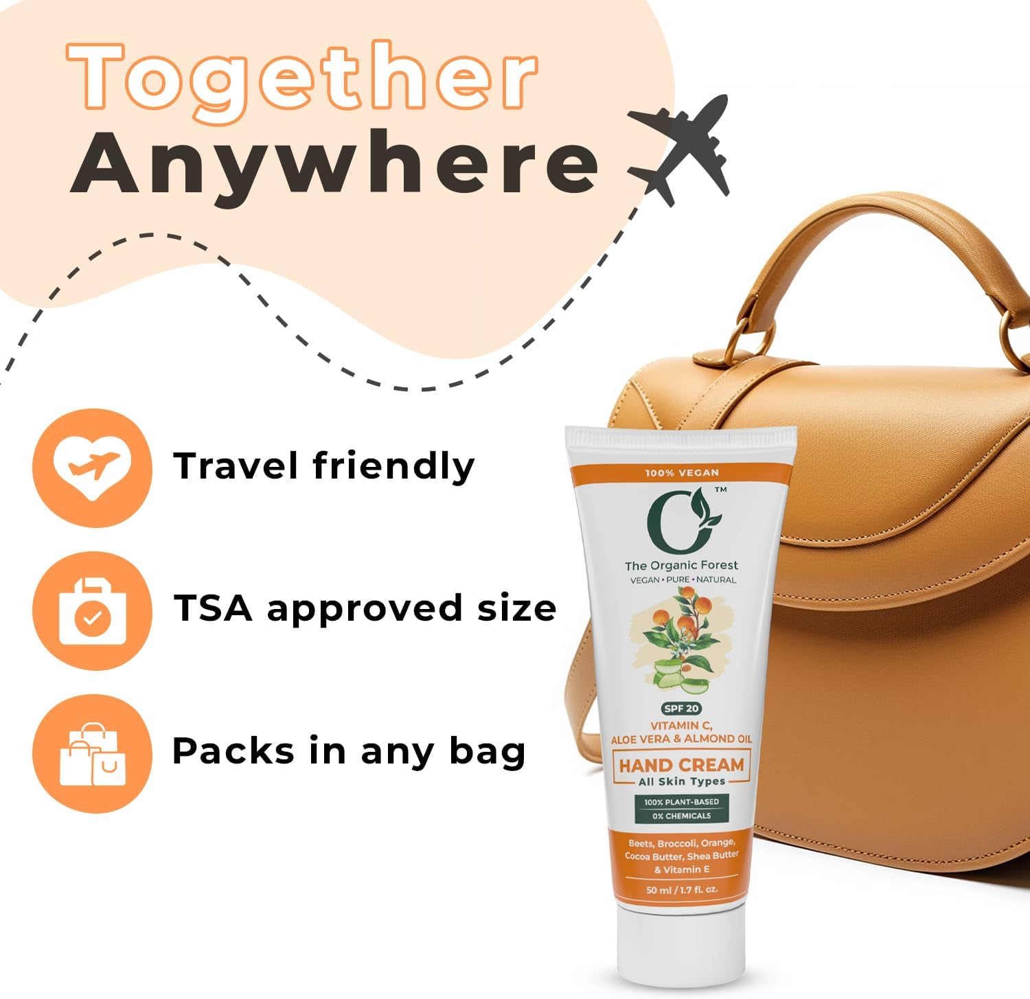 Organic Forest Vitamin C Hand Cream with SPF | Shea Butter, Almond Oil, Coconut Oil & Aloe Vera - Hydrating Moisturizer for Men & Women | Plant Based, Travel Size | image number 2