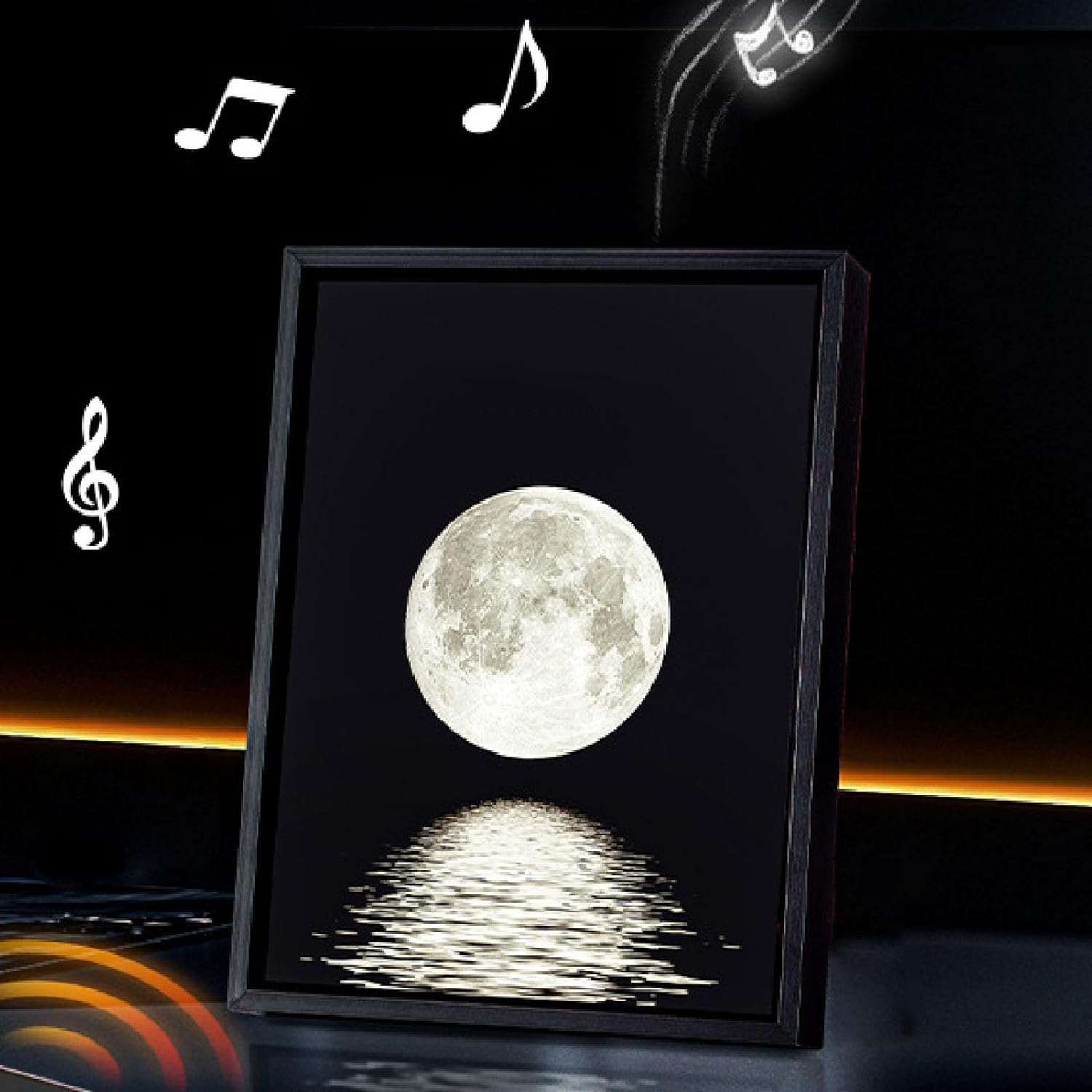 Yechiry Moon Light Speaker, Speaker with Starlight Illumination, 18X24Cm Moon Pattern Light Decorative USB Powered Desktop Decor for Bedroom Living Room Gift