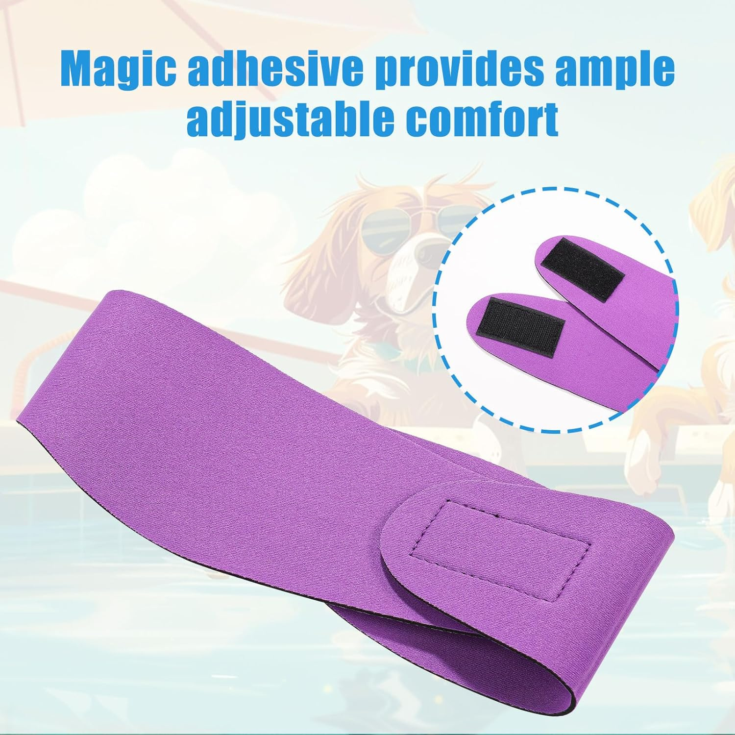 Pack of 4 Swimming Caps for Dogs, Waterproof Tube Scarf Bathing Cap for Dogs without Ear Flaps, Pet Earmuffs, Swimming Accessories (Purple, Pink, Yellow, Fluorescent Green) image number 1