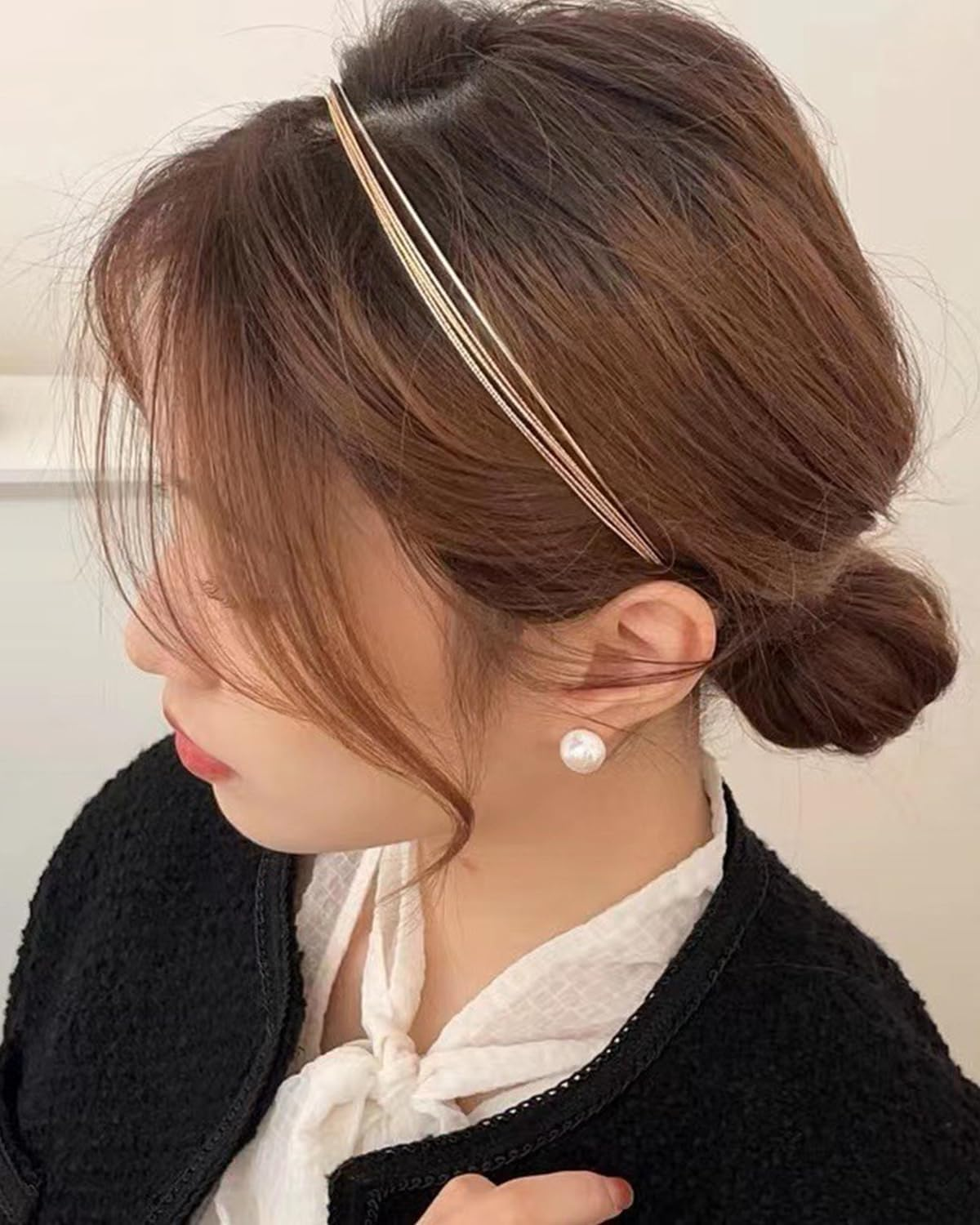 KGDUYC 2Pcs Multilayer Metal Headbands for Women, Fashionable Thin Headband, Layered Headband Women'S Elegant Hair Bands, Headwear, Hair Accessories, Gold/Silver image number 2