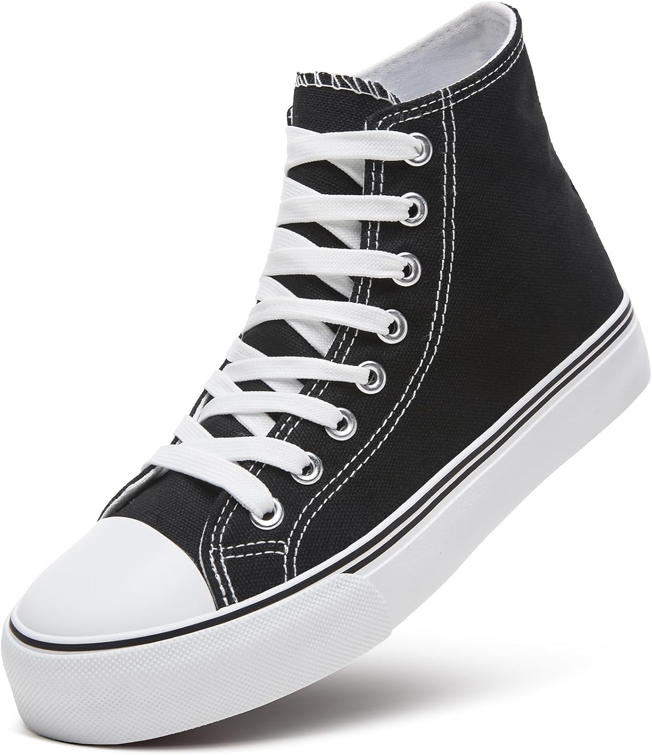 ZGR Womens High Top Canvas Sneakers,Lace-Up Canvas Shoes,Casual Tennis Walking Shoes