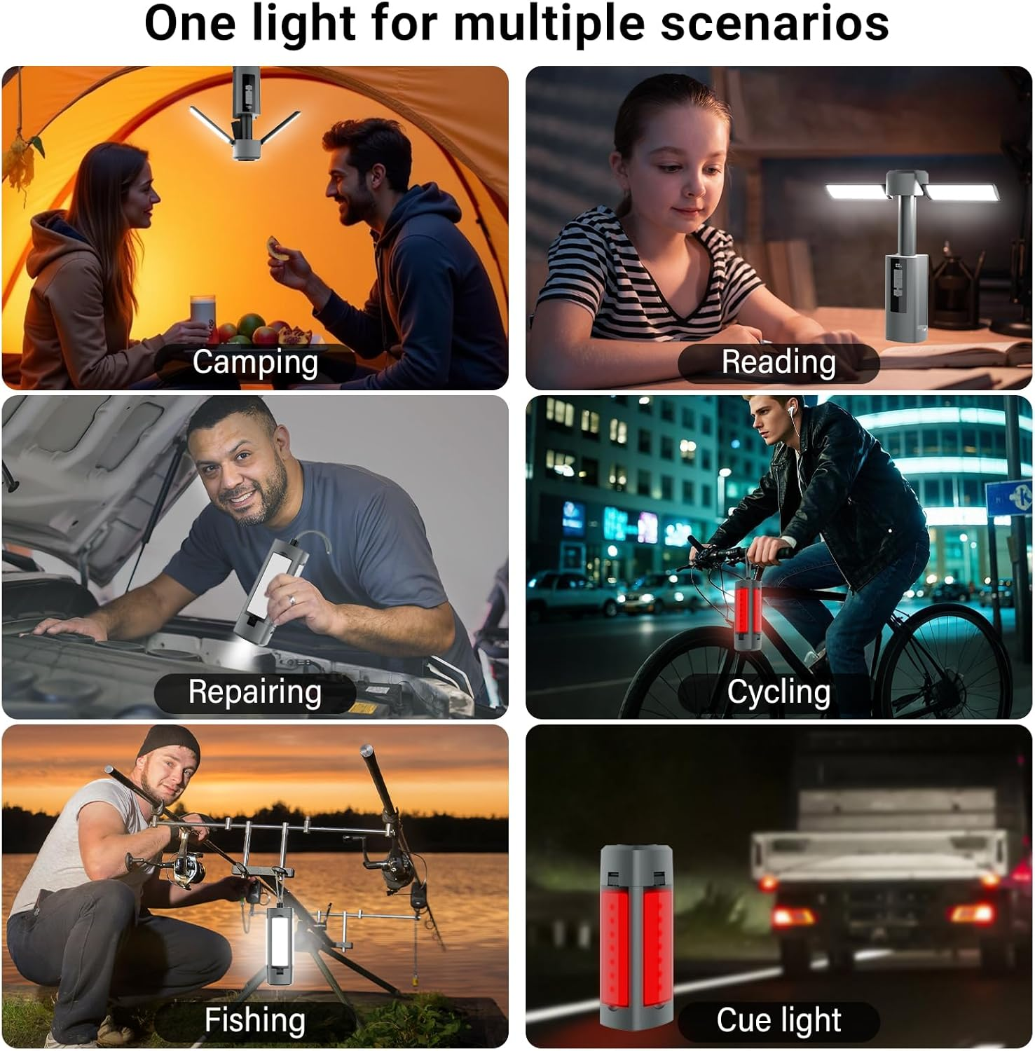 Camping Light Outdoor Multifunctional Rechargeable Folding Camping Tent Light with 7 Light Modes, 1500 Lumen Dimmable LED Camping Lantern for Flashlight, Camping, Fishing Car Repair and Emergency image number 2