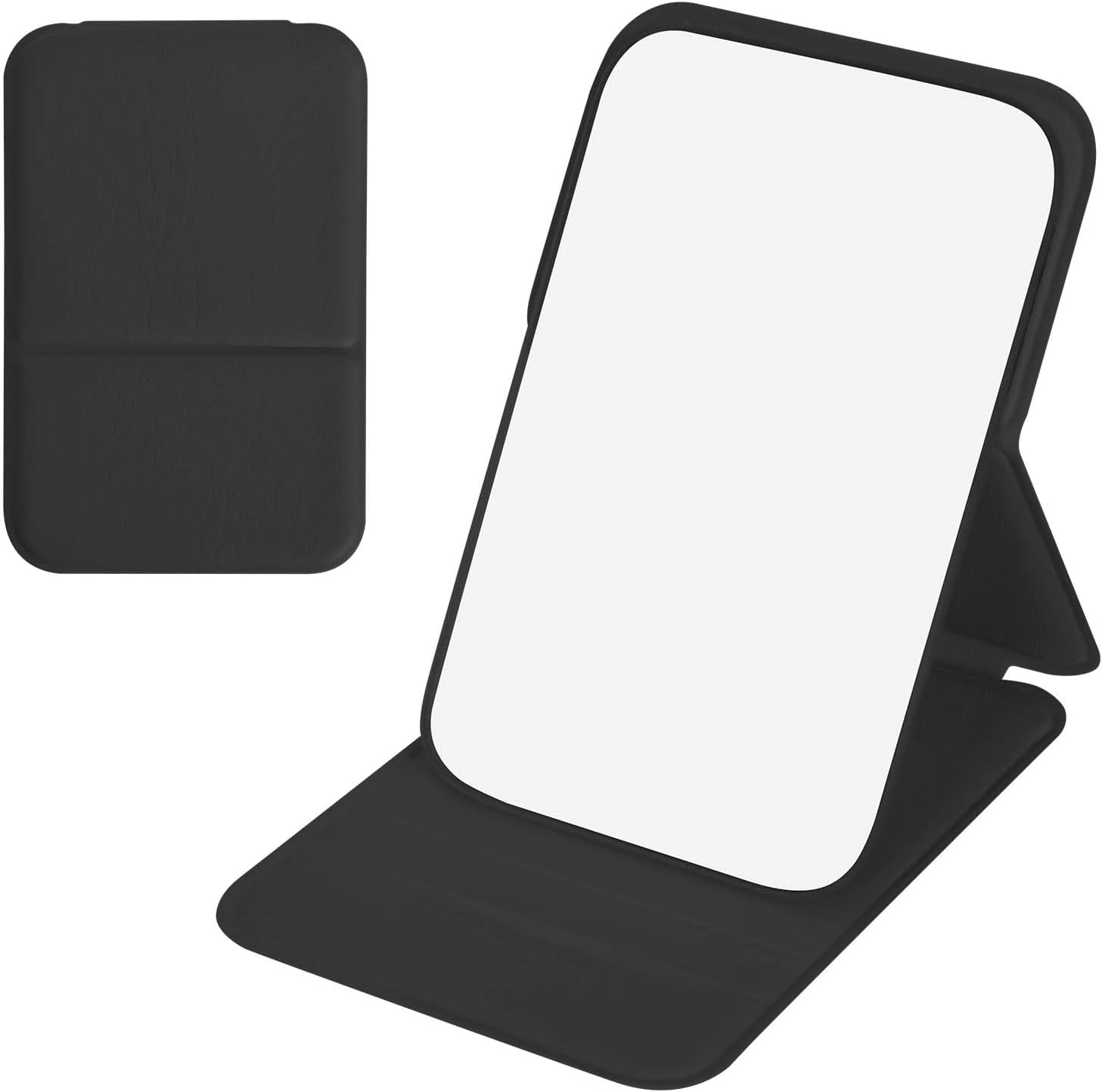 Travel Mirror, Foldable Mirror with Cortical Bowl, Pocket Mirror, Makeup Mirrors for Children, Portable Super HD Mirrors Ultra-Thin and Durable for Home, Travel Use (Black)