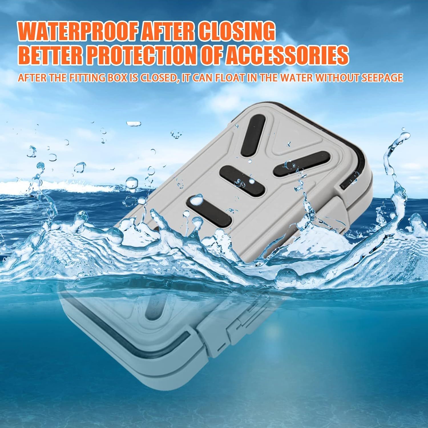 Fishing Lure Box, Waterproof Portable Lightweight Tackle Storage Box with Rubber Shock Absorber, Plastic Fishing Accessories Box for Angler (Orange S) - Green S image number 2