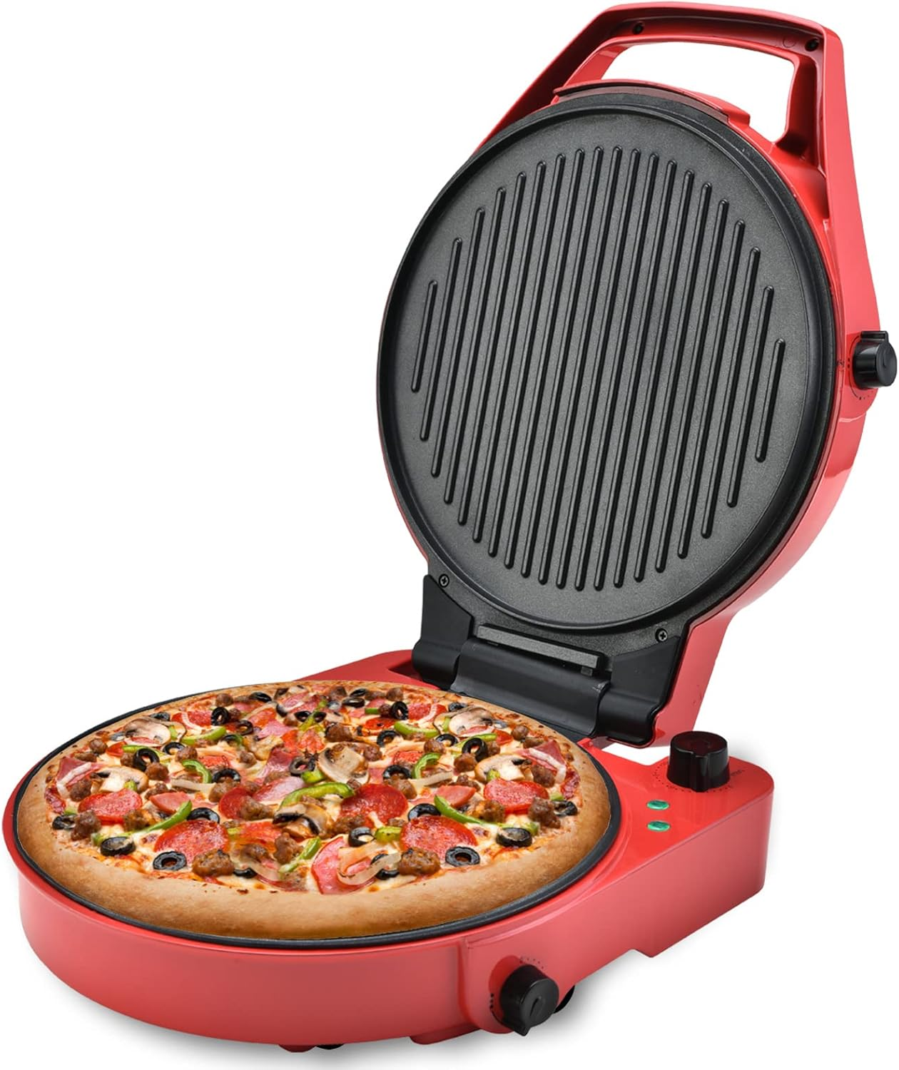 TODO 1800W Electric Pizza Maker Pizza Oven Dual Temperature Control Flat Grill - Red image number 2