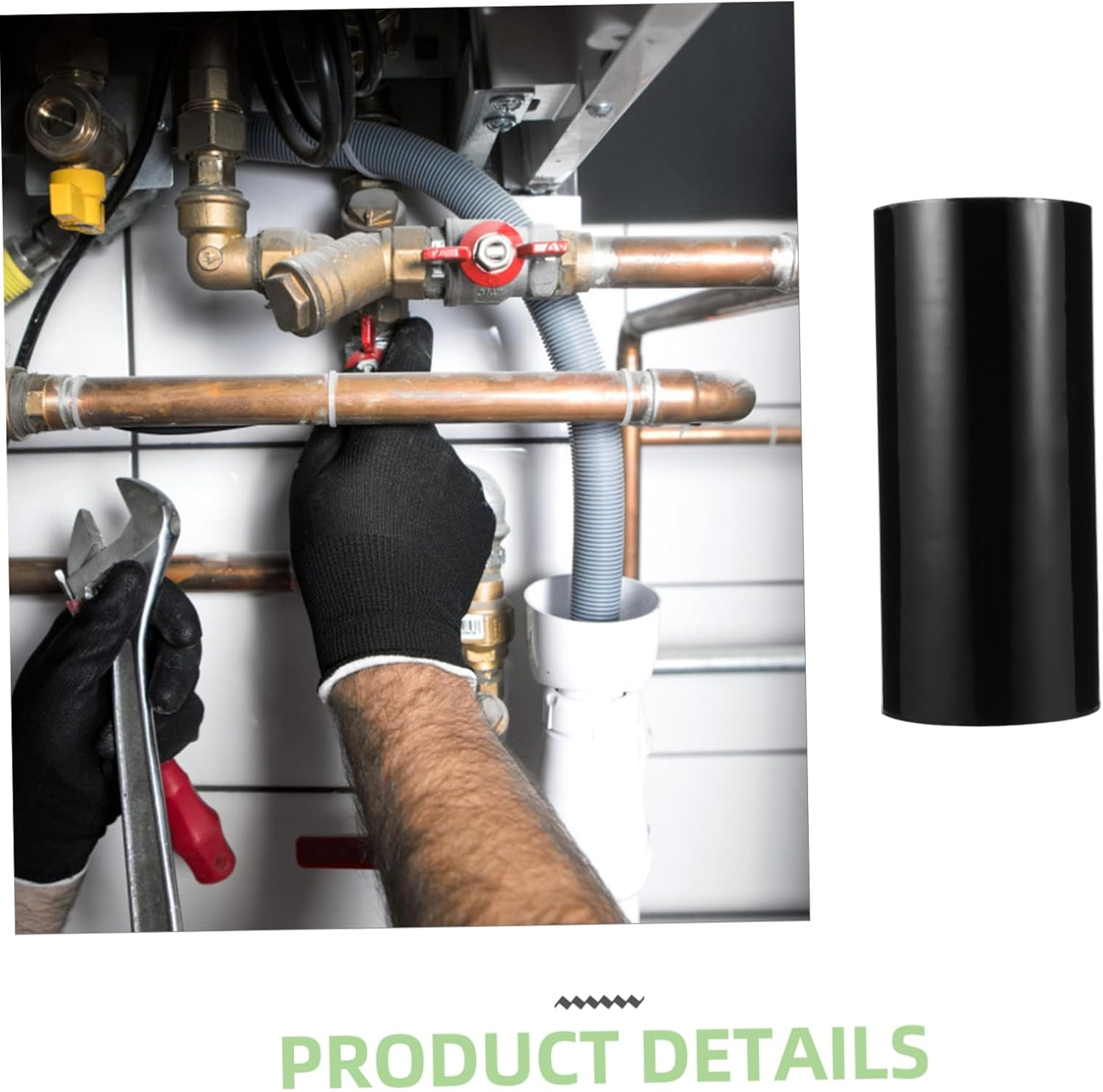 1 Roll Quick Repair Tape Waterproof Tape for Water Sealing Pipes Basins Car Awnings Buckets Self Adhesive Patches Black 20Cm X 1.5M image number 5