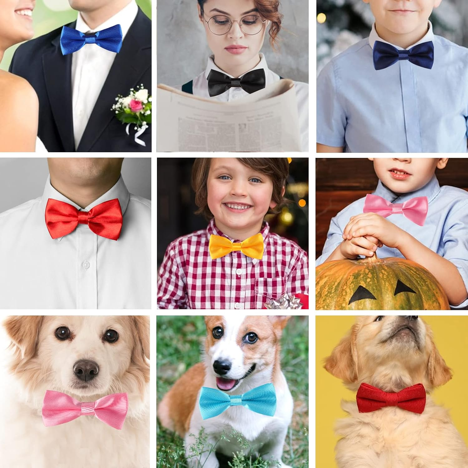 Adjustable Boys Bow Tie Solid Pre Tied for Wedding Party Dress Up image number 1